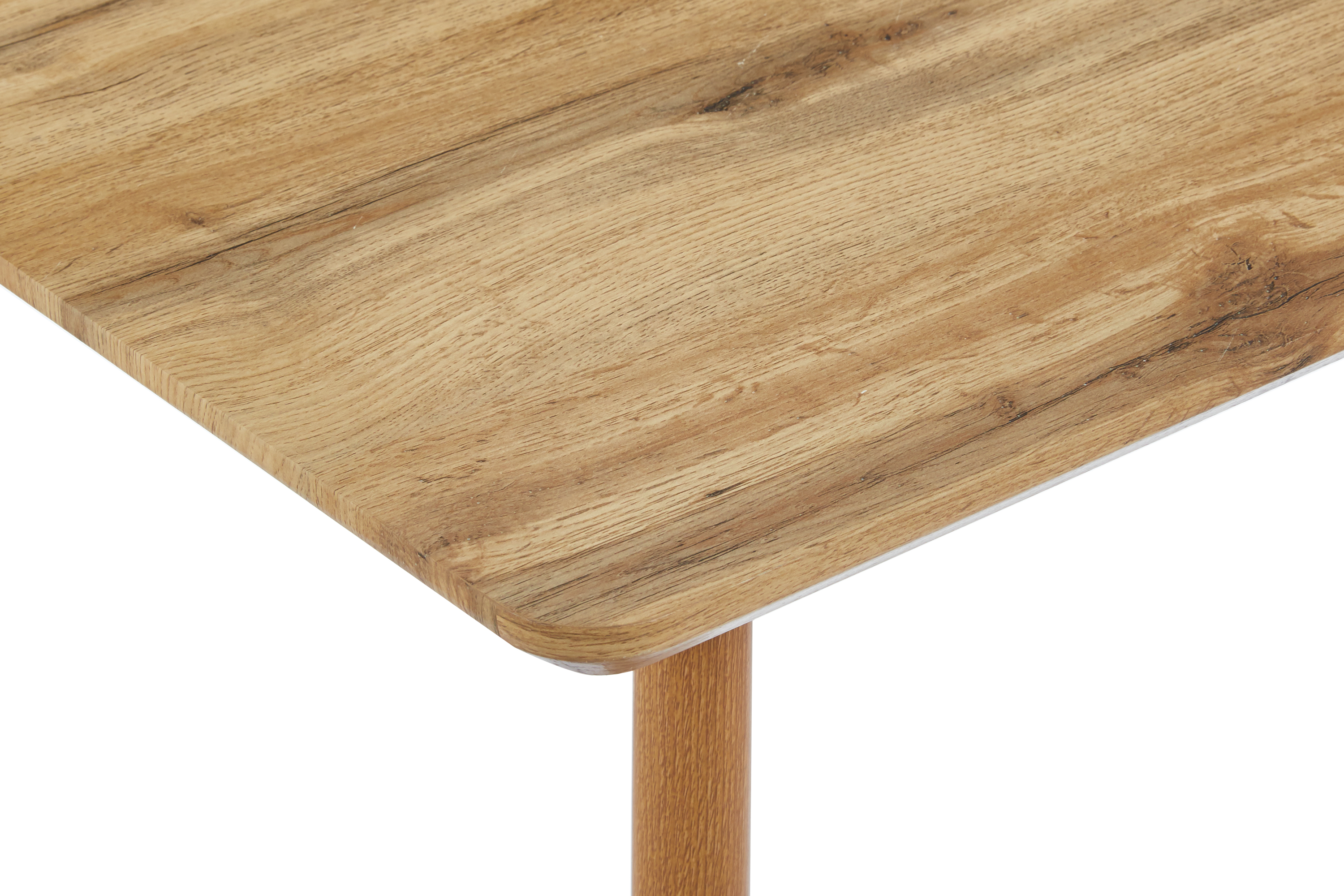Esstisch Schweizer Kante Holz Wildeiche-Optik 115 x 75 4-Fuß-Gestell Metall eiche TRONDHEIM