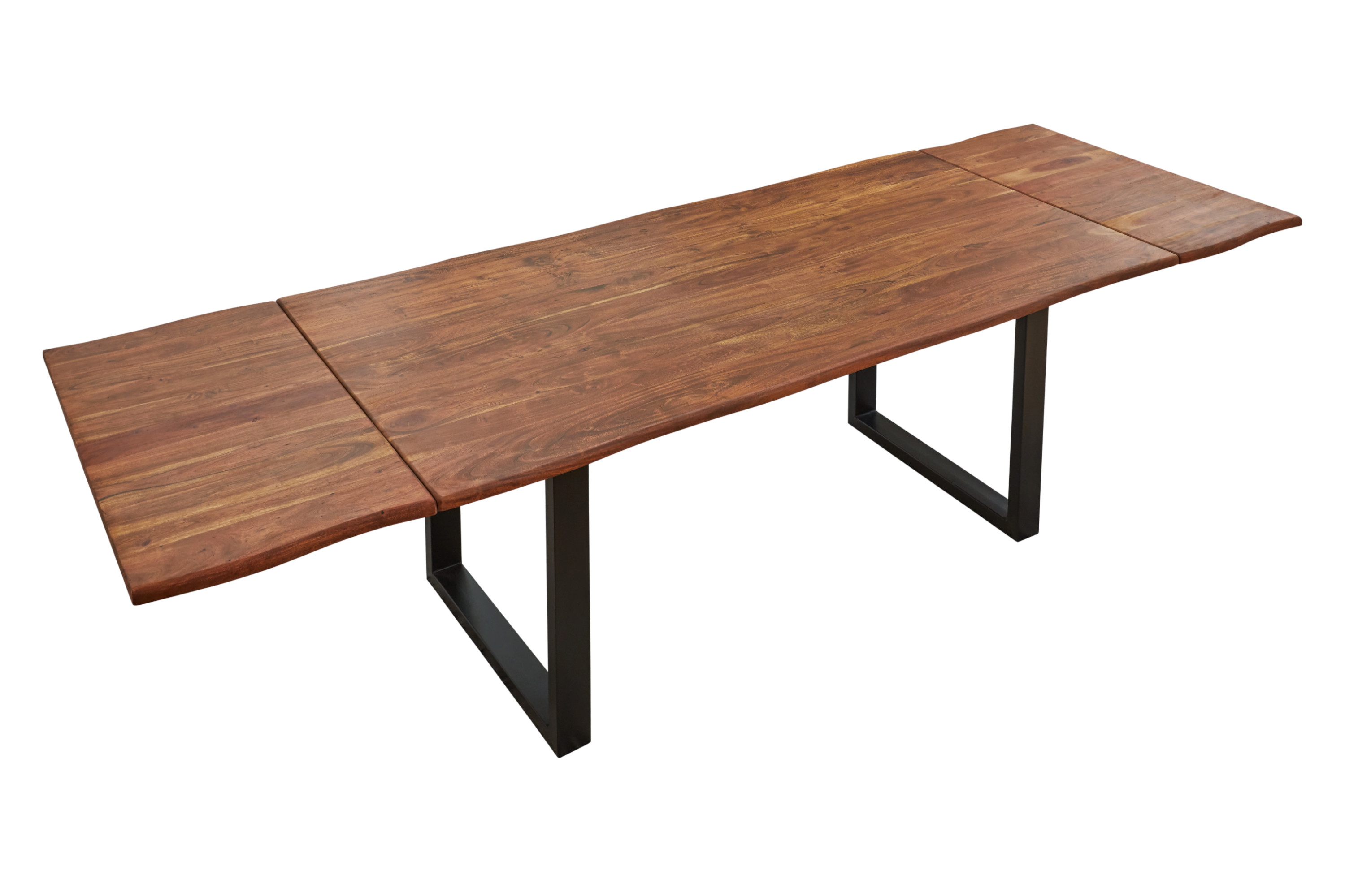 Baumkantentisch Akazie nougatfarben 220 (320) x 100 cm Ansteckplatten schwarz NORINA Baumkantentisch Akazie nougatfarben 220 (320) x 100 cm Ansteckplatten schwarz NORINA