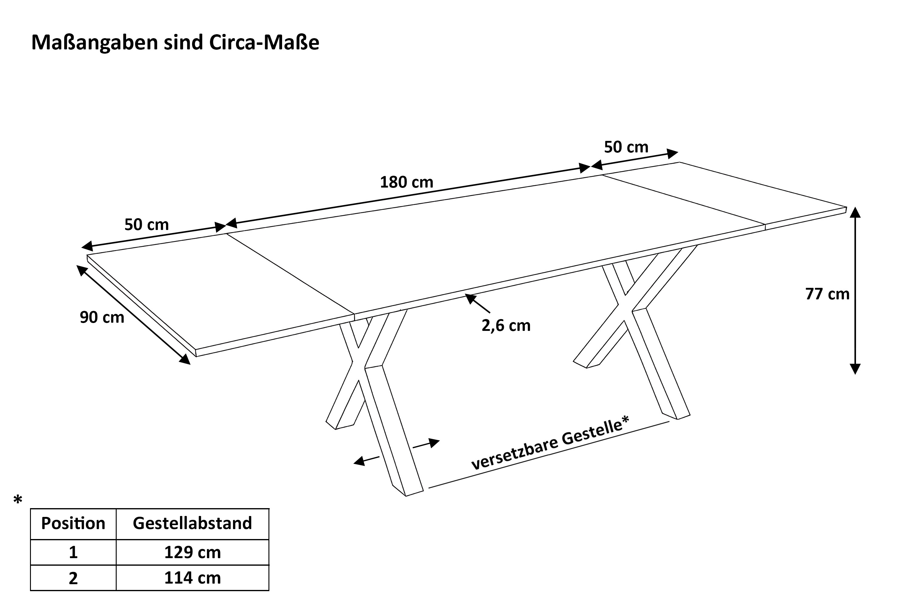 Esstisch Baumkante Akazie natur 180(280)x90 Ansteckplatten X-Gestell silber AVINO