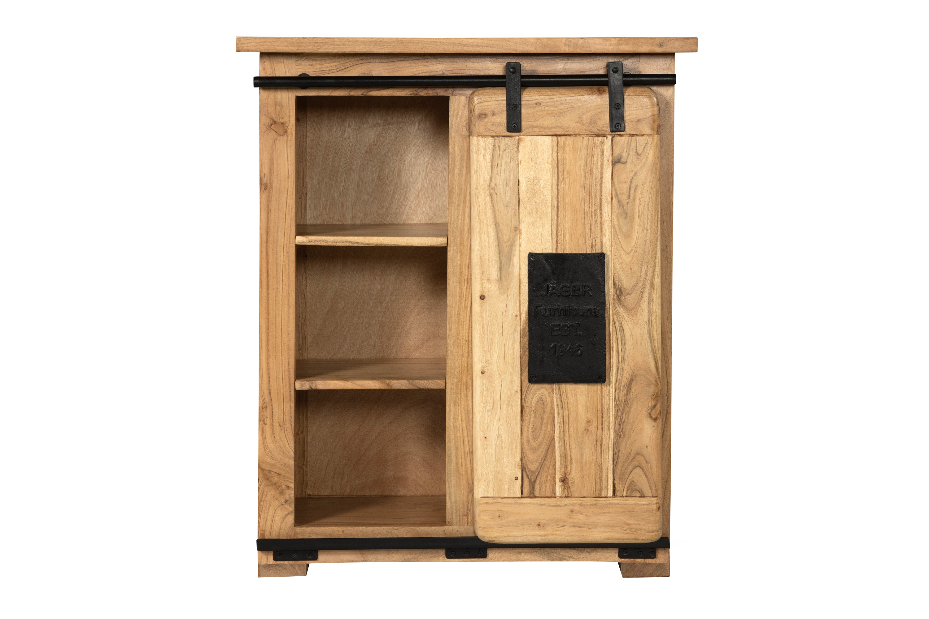 Sideboard Akazie massiv natur mit Holzrolltür 75 x 90 x 36 cm LIBRO