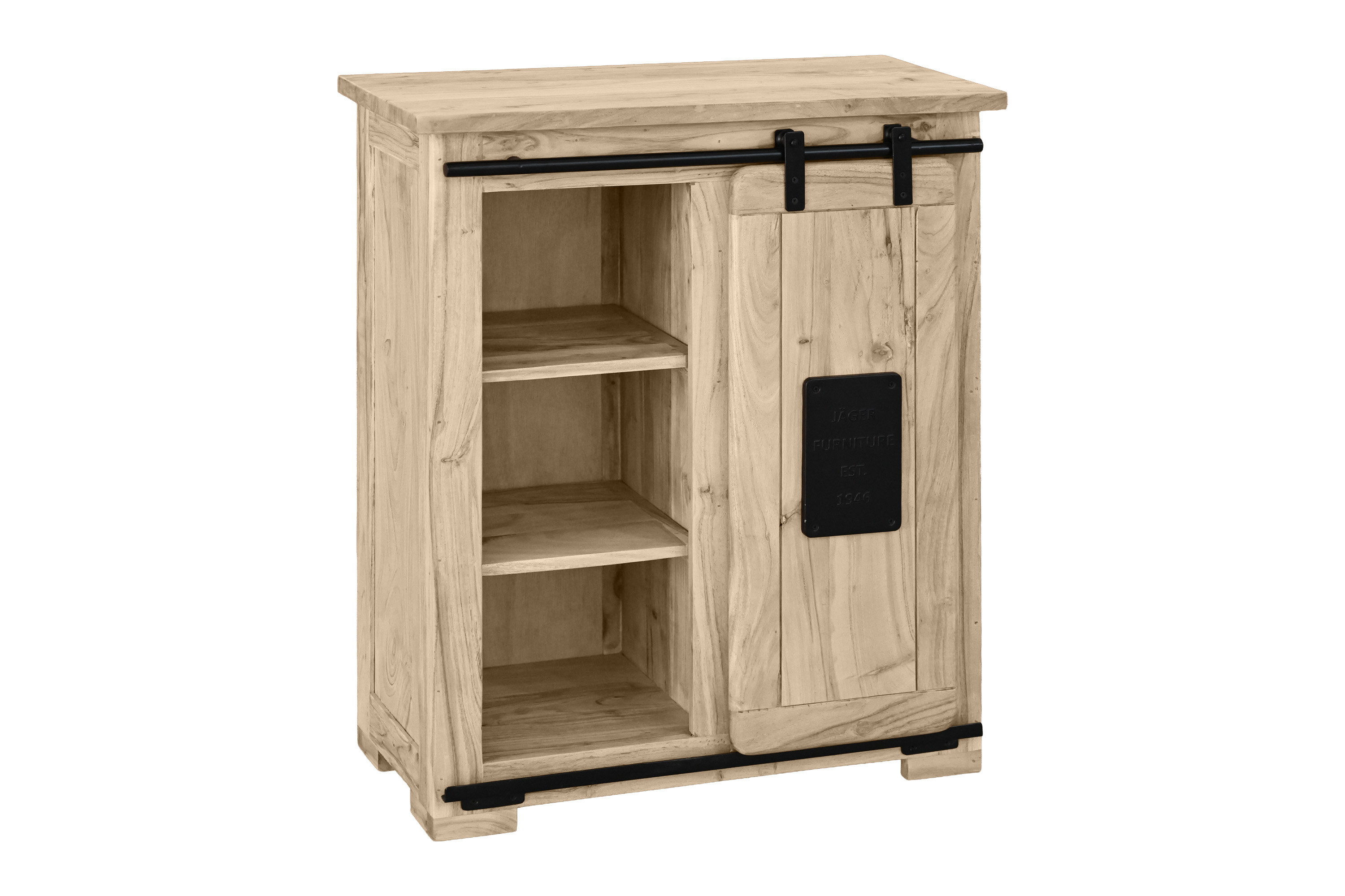 Sideboard Akazie massiv mit Holzrolltür eichefarben 75 x 36 x 90 cm LIBRO