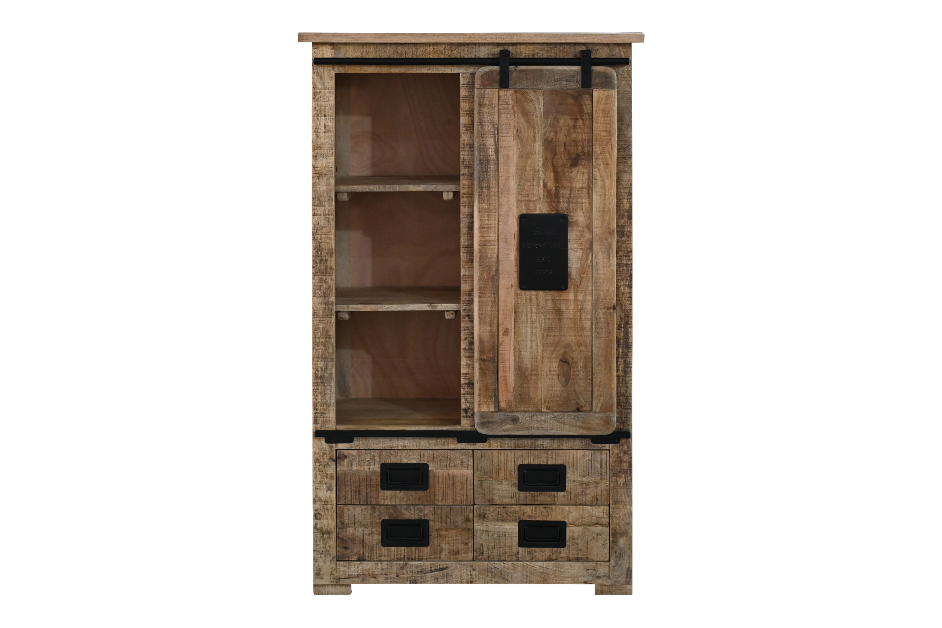 Highboard Mango Rough massiv 90 x 45 x 150 cm LIBRO