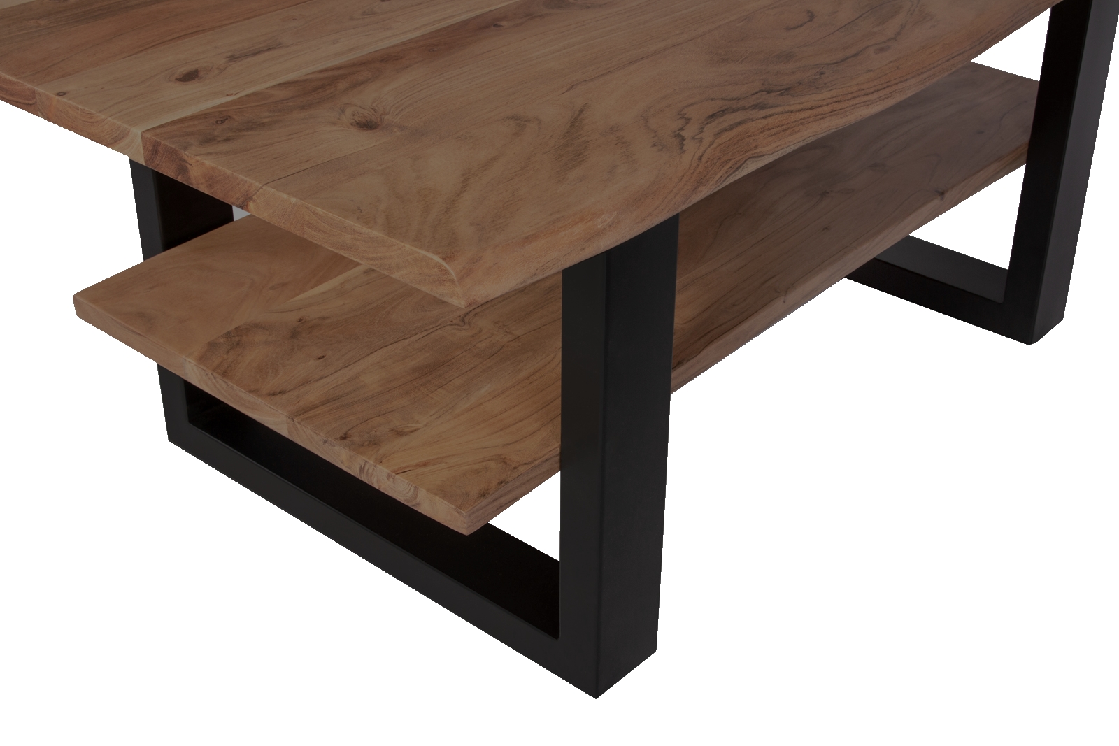Couchtisch Baumkante 115 x 65 cm Akazie massiv + nussbaumfarben schwarz PATRICK