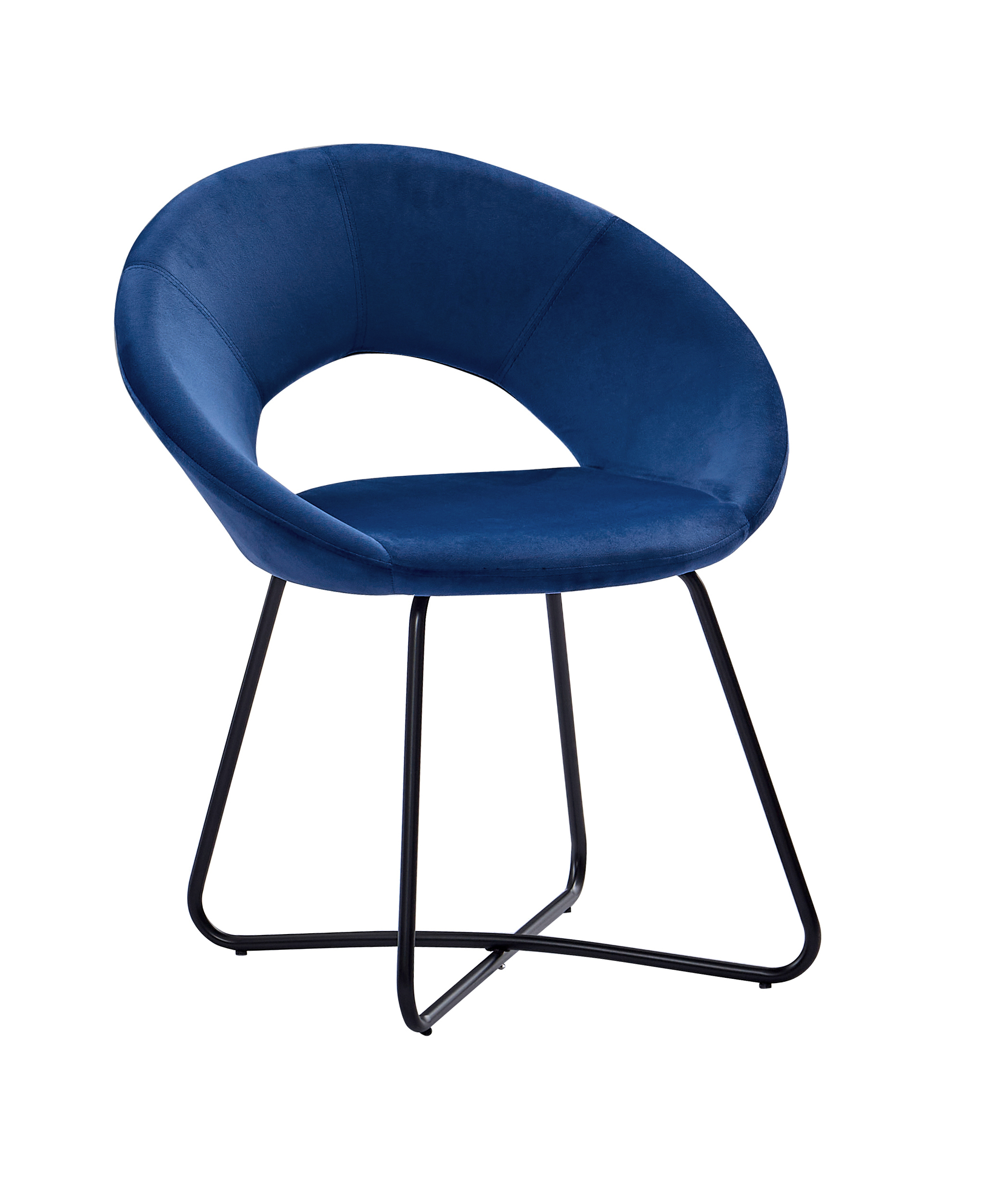  Schalenstuhl Samtbezug blau Gestell schwarz LENNY