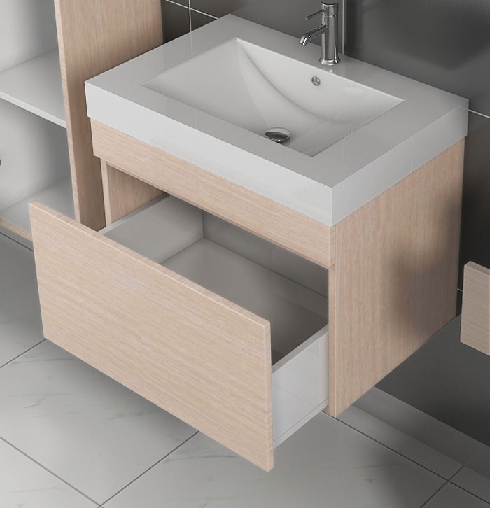  Badmöbel 3tlg Set Softclose Sonomaeiche Parma 70 cm 