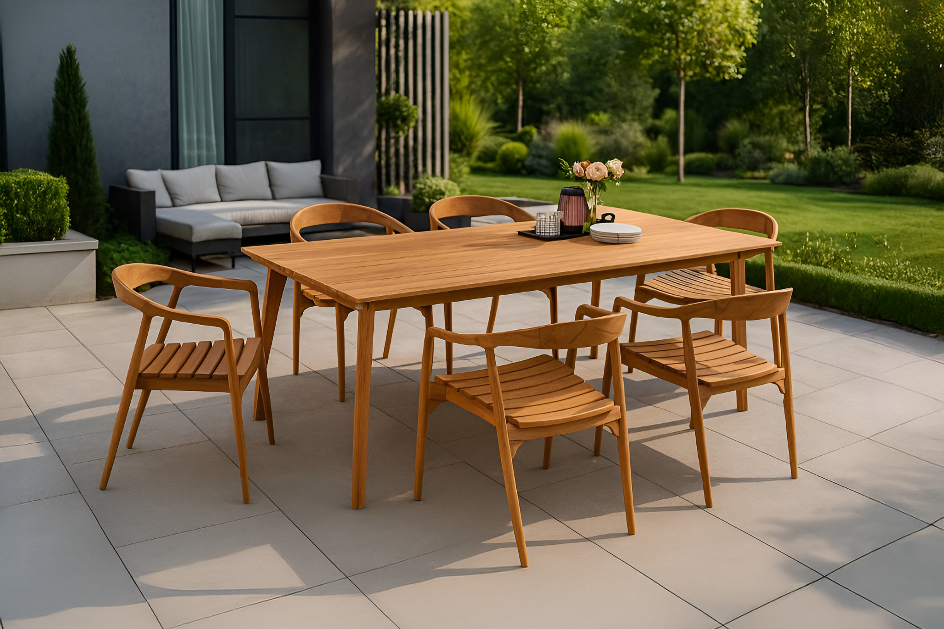 Gartentisch Outdoor massiv Teakholz 180 x 100 wetterfest & robust HARRY