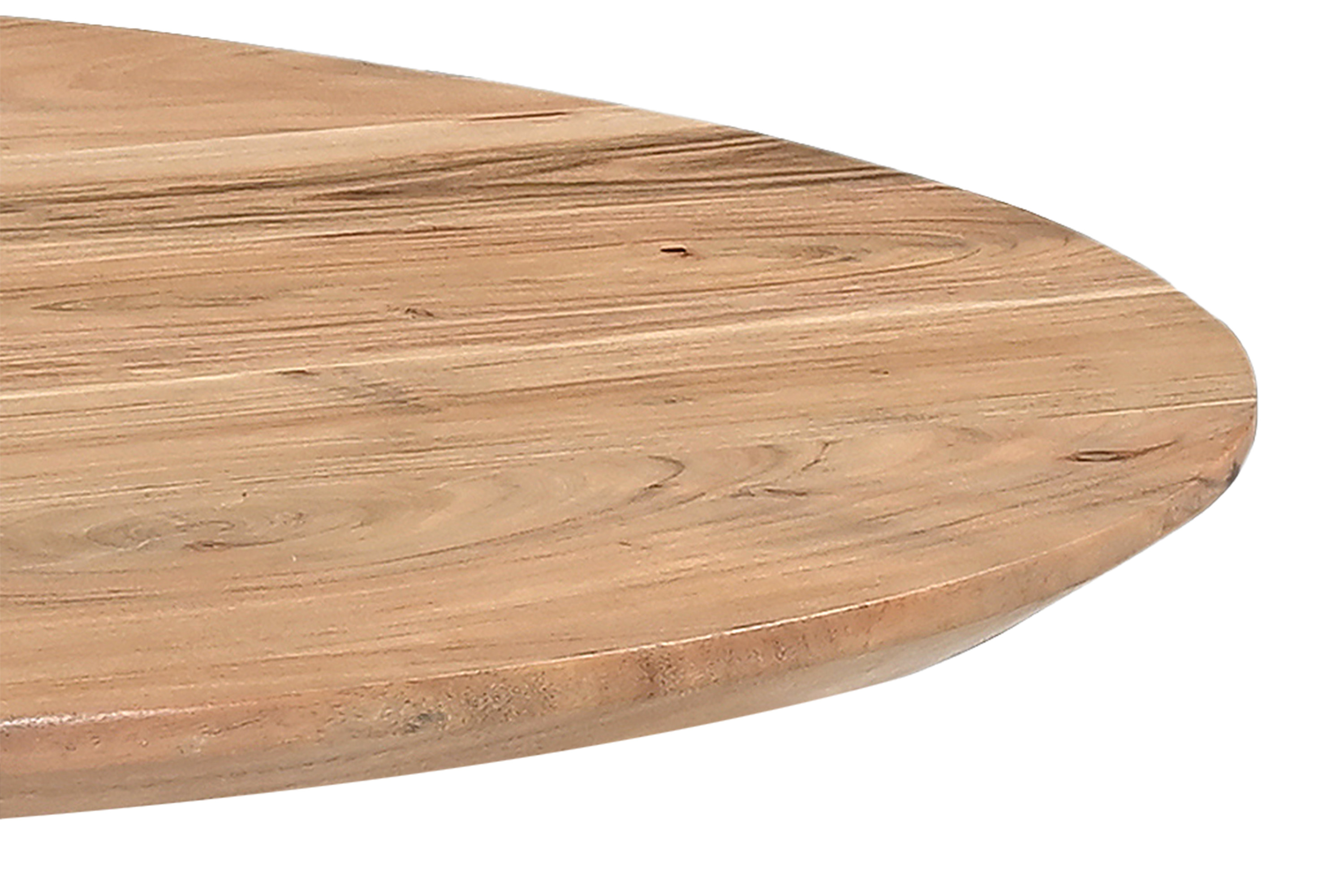 Runder Esszimmertisch Akazie naturfarben Schweizer Kante 120 cm Spider-Gestell schwarz aus Metall + Holz KIMBERLY