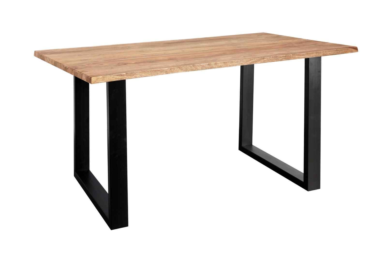 Baumkante Esstisch Sheesham naturbelassen 120 x 80 schwarz MAREK