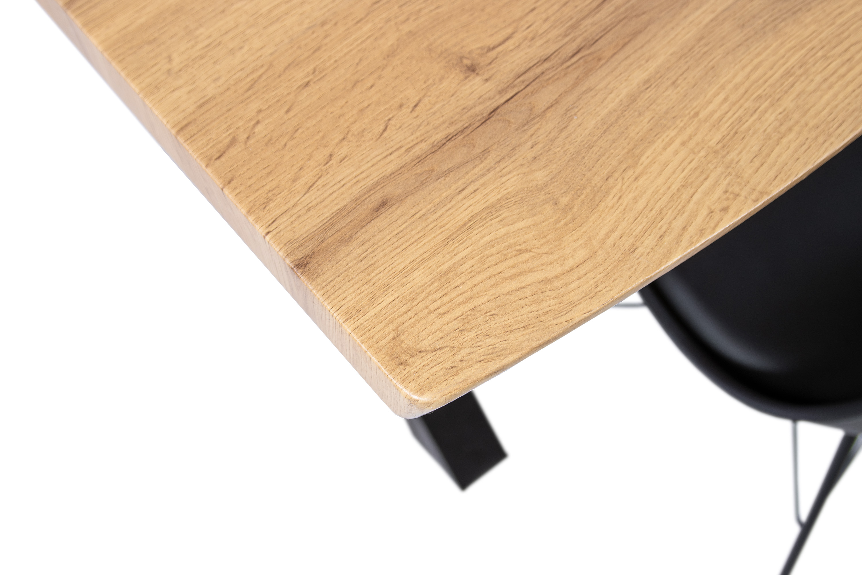 Esstisch Baumkante Holz-Optik Wildeiche 200 x 100 X-Gestell schwarz JOSY