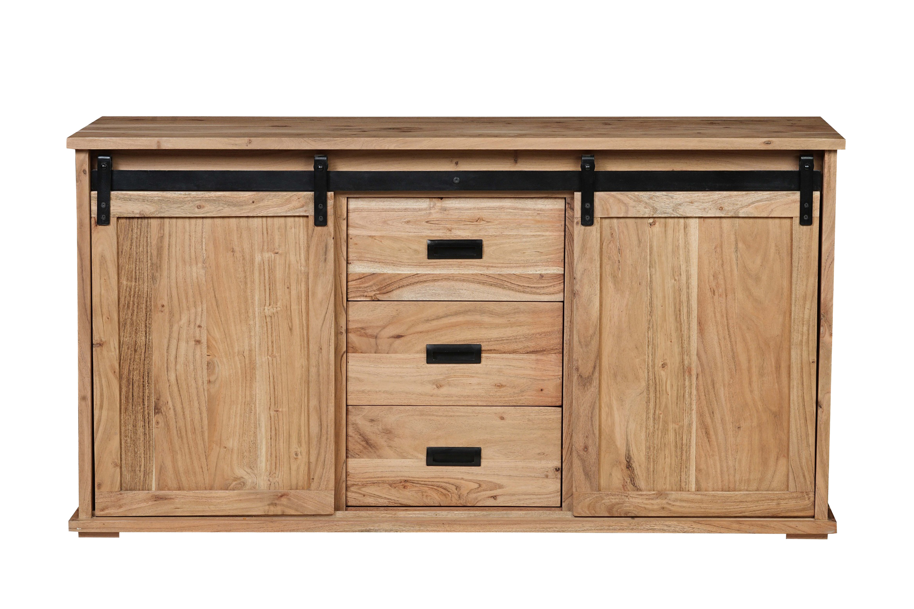 Sideboard 150 x 45 x 80 cm Akazienholz massiv naturfarben ohne Baumkante LIAN 1