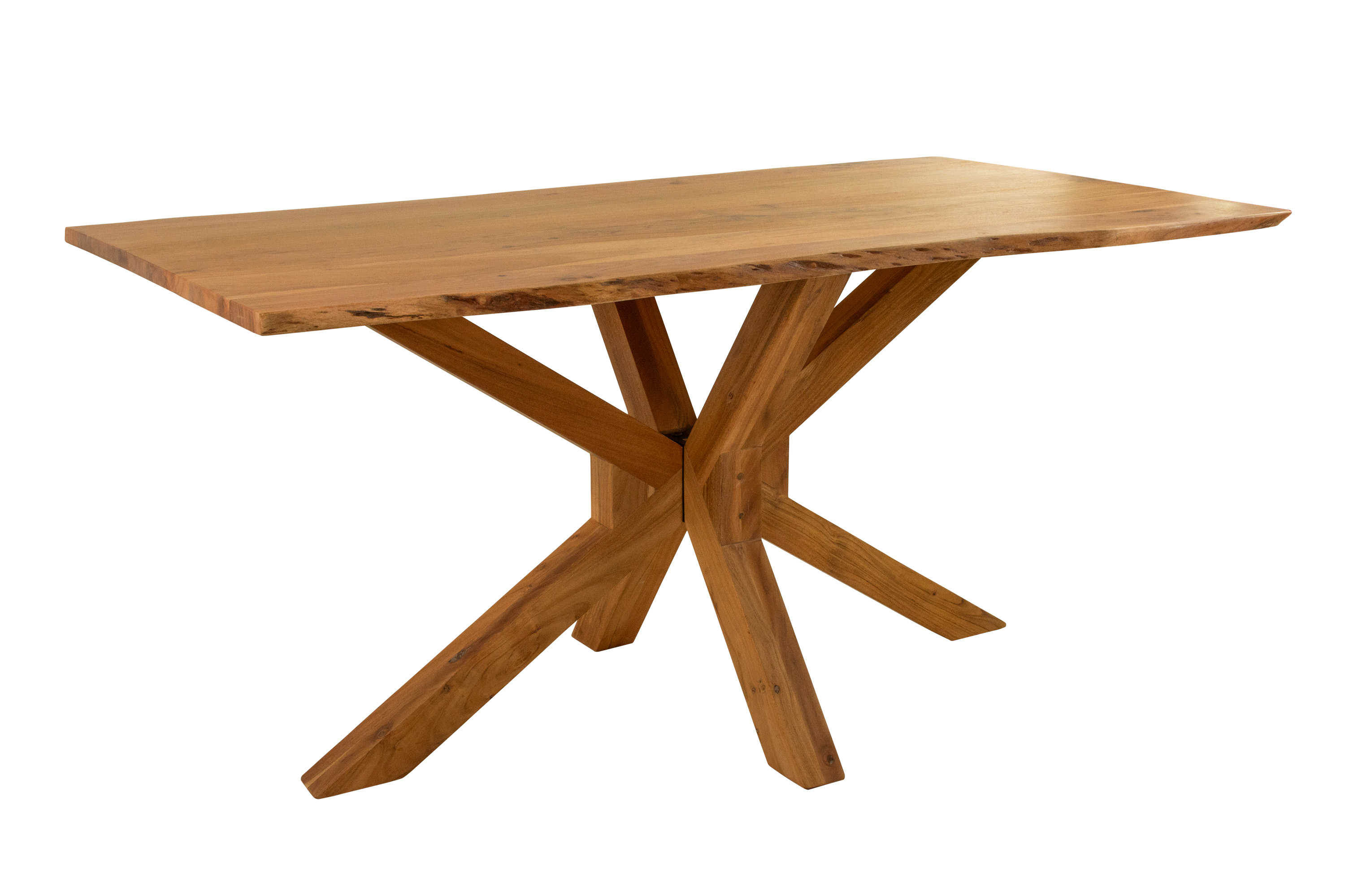 Esstisch Baumkante massiv Akazie natur 220 x 100 cm Spider-Gestell Holz natur PRAG