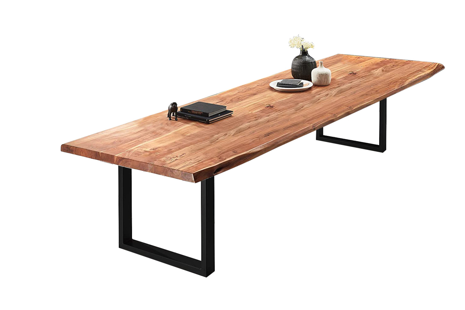  Esstisch Baumkante massiv Akazie natur 300 x 120 schwarz VALIN