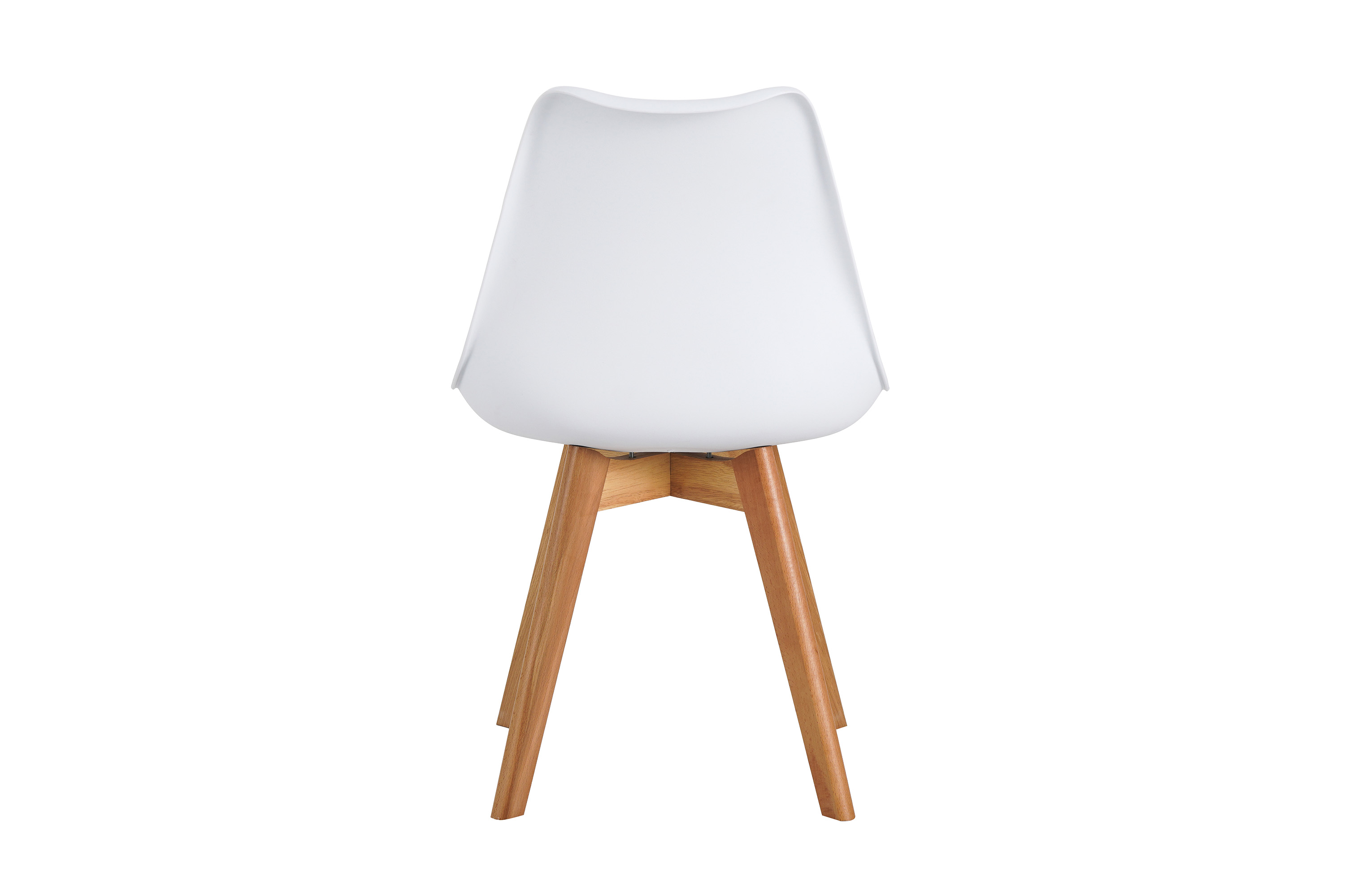 Esszimmer Schalenstuhl & Polster Kunstleder weiß Stuhlbein Massivholz eichefarben LOVELACE