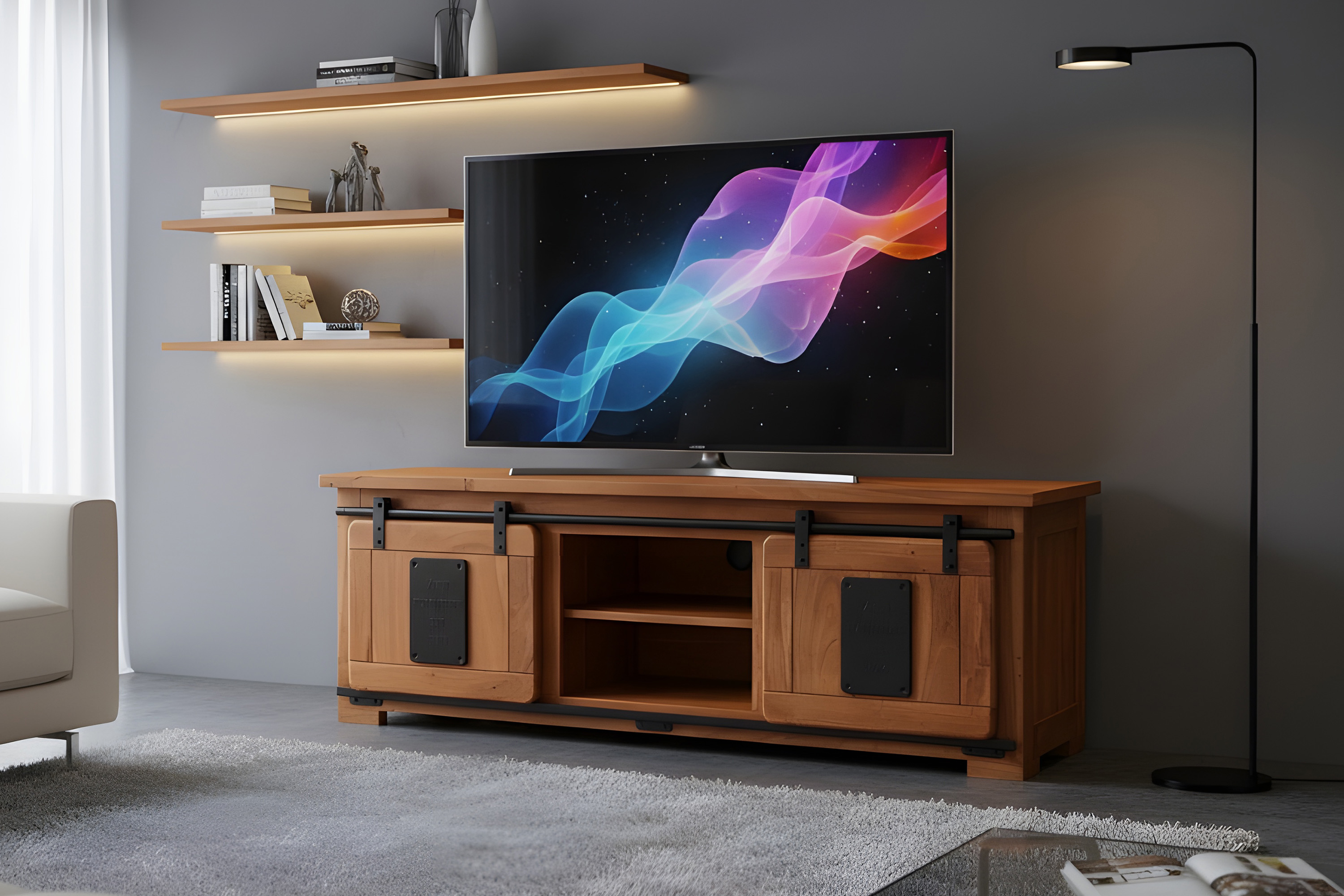 Lowboard TV-Board Akazie massiv nussbaumfarben 145 x 45 x 50 cm LIBRO