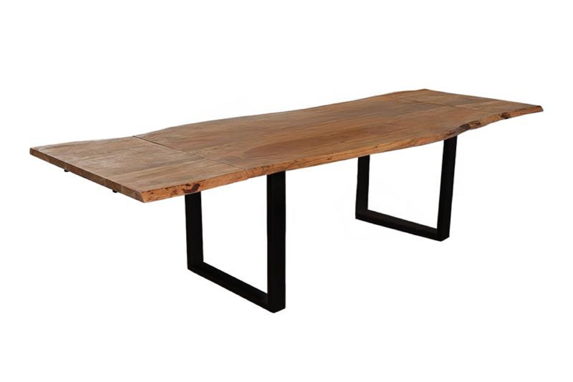 Esstisch Baumkante Akazie stone 180 (280) x 90 mit Ansteckplatten BARCELONA