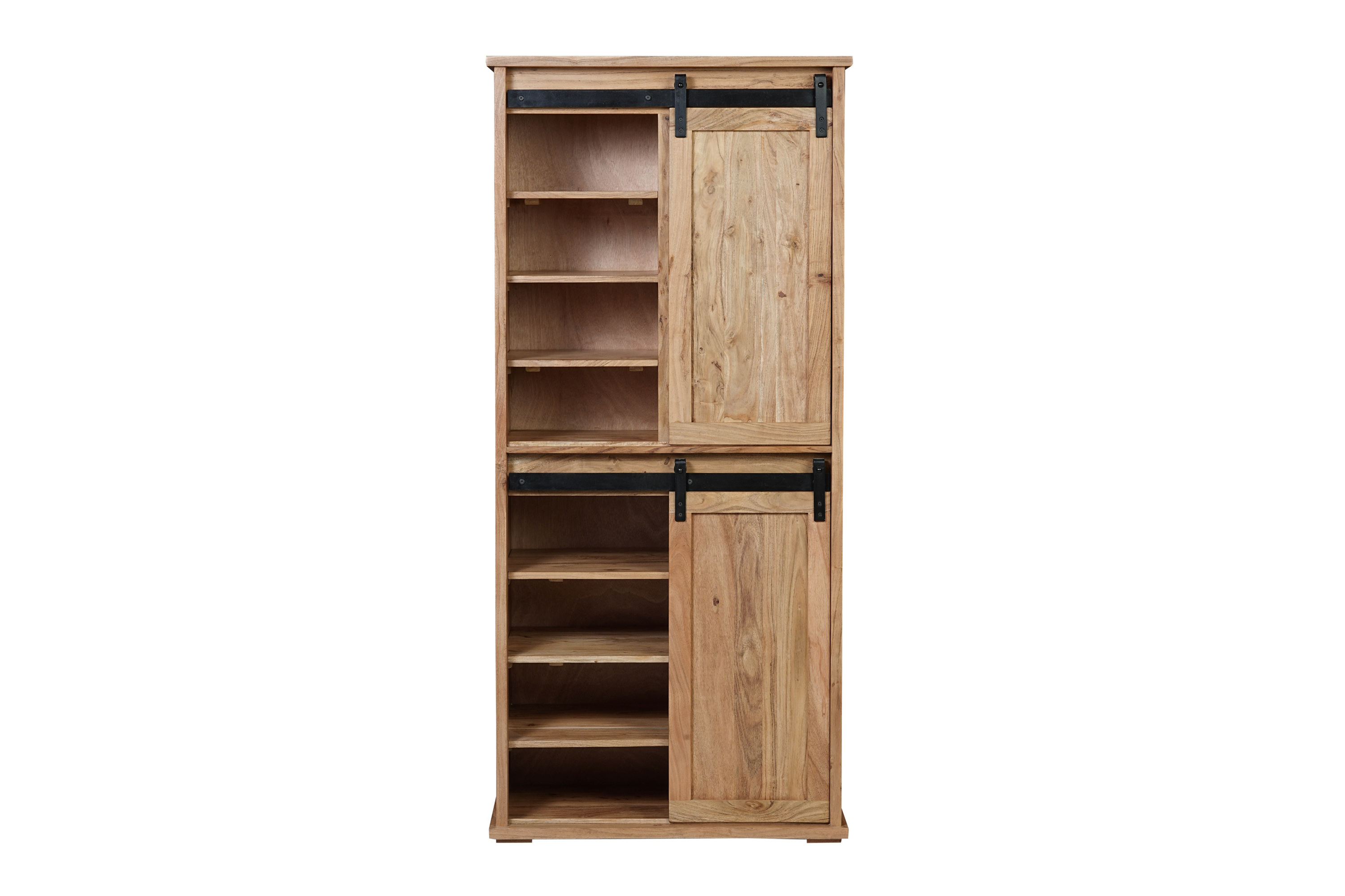 Highboard 80 x 45 x 175 cm Akazienholz massiv naturfarben ohne Baumkante LIANO 3
