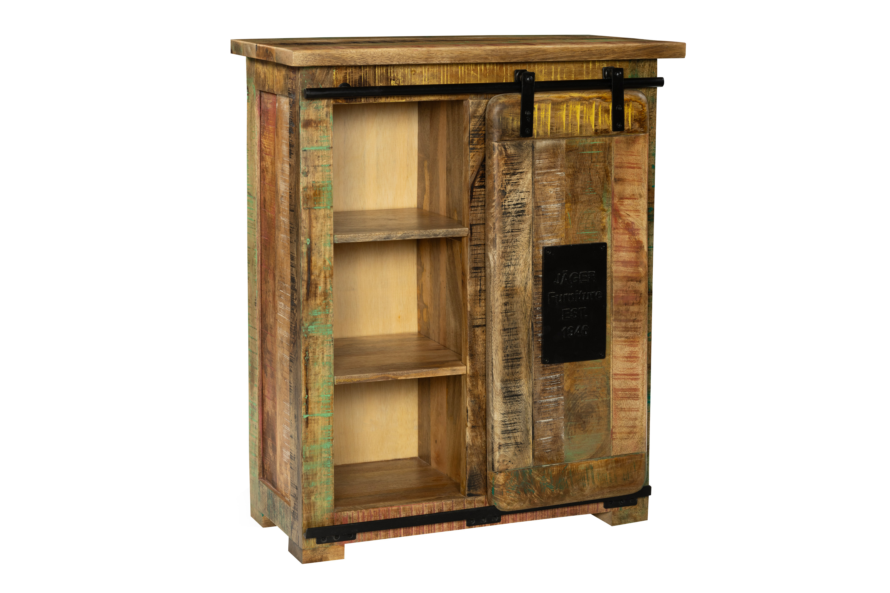 Sideboard Kommode mit Holzrolltür Mango massiv vielfarbig 75 x 90 x 36 cm LIBRO