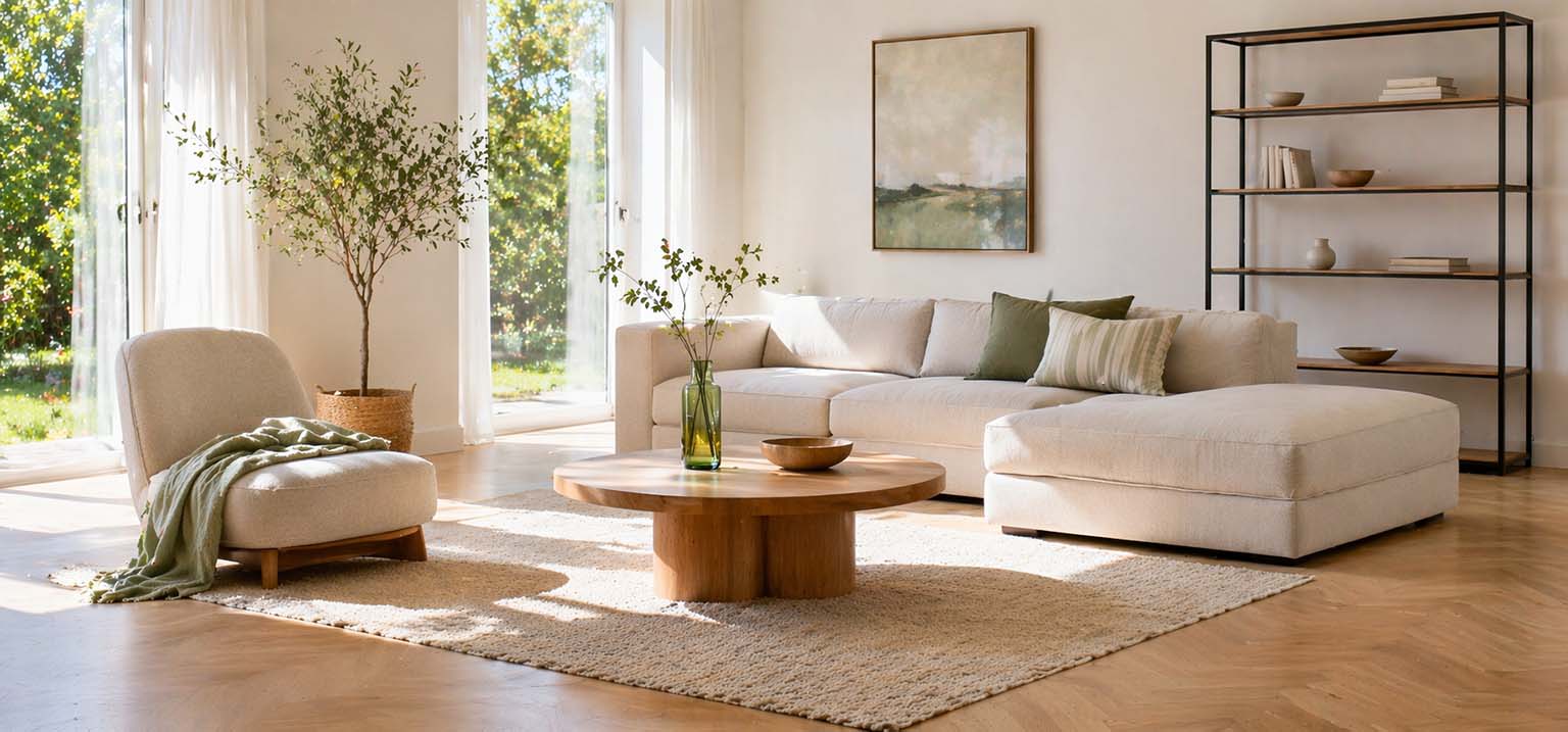 Heller-luftiger Wohnraum mit modernem Design