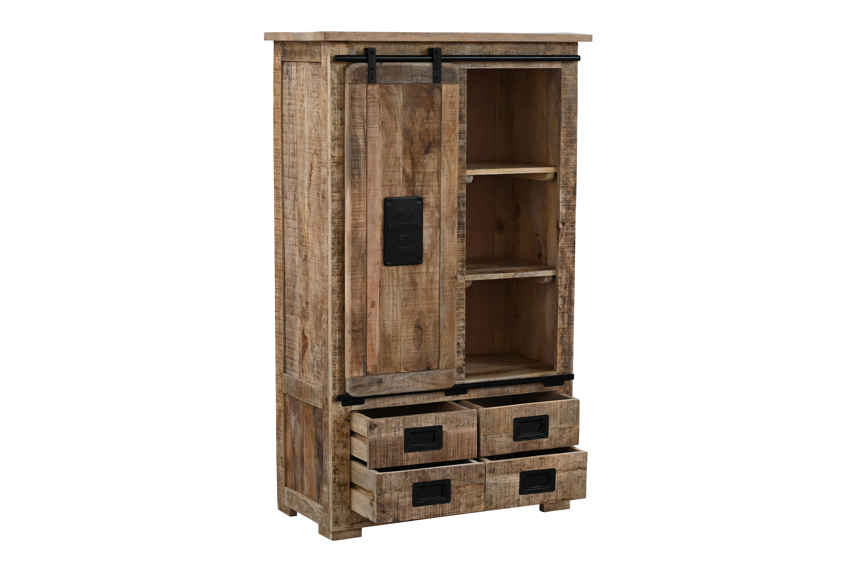 Highboard Mango Rough massiv 90 x 45 x 150 cm LIBRO
