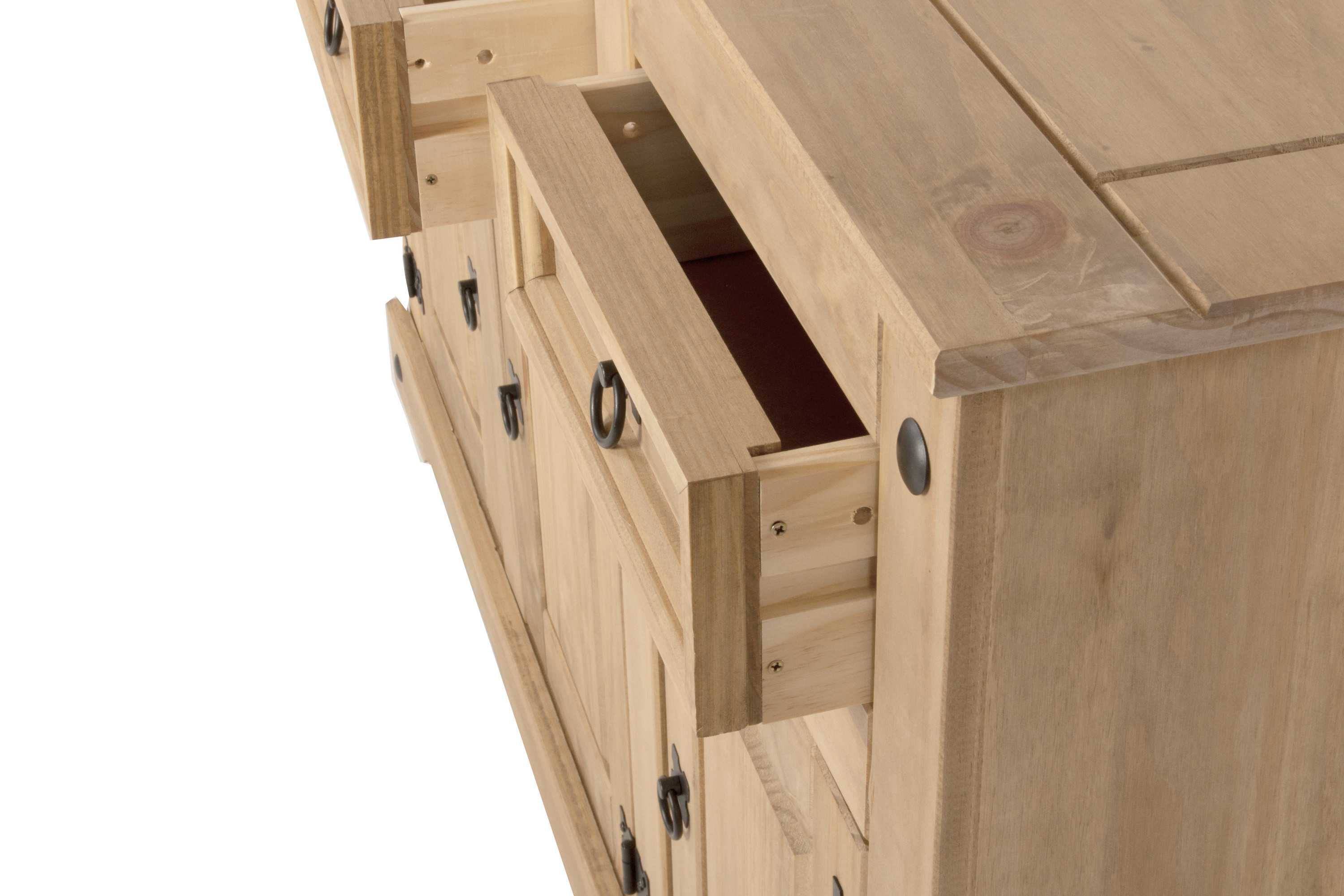  Sideboard 132 x 84 x 44 cm massiv Kiefer natur MEXICO