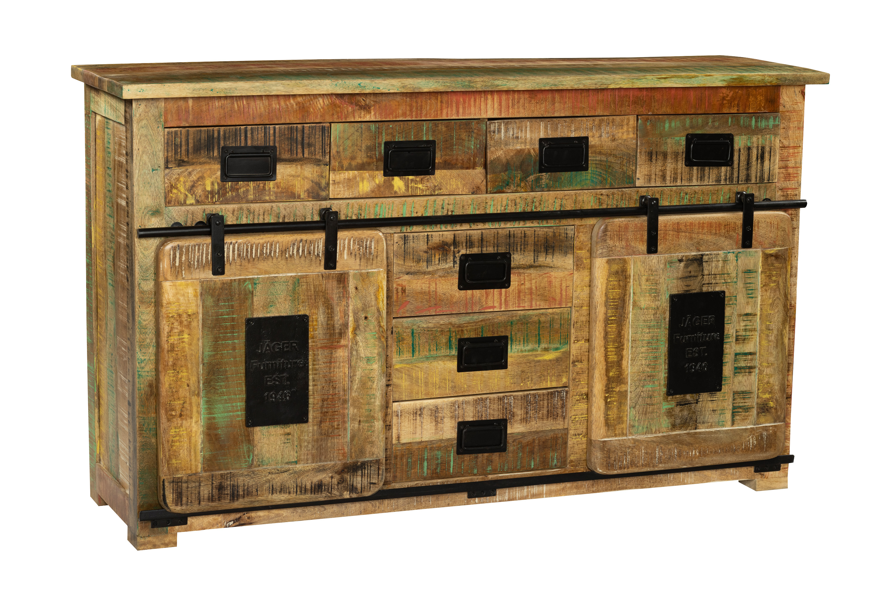 Sideboard Kommode Mango massiv vielfarbig 150 x 90 x 45 cm LIBRO