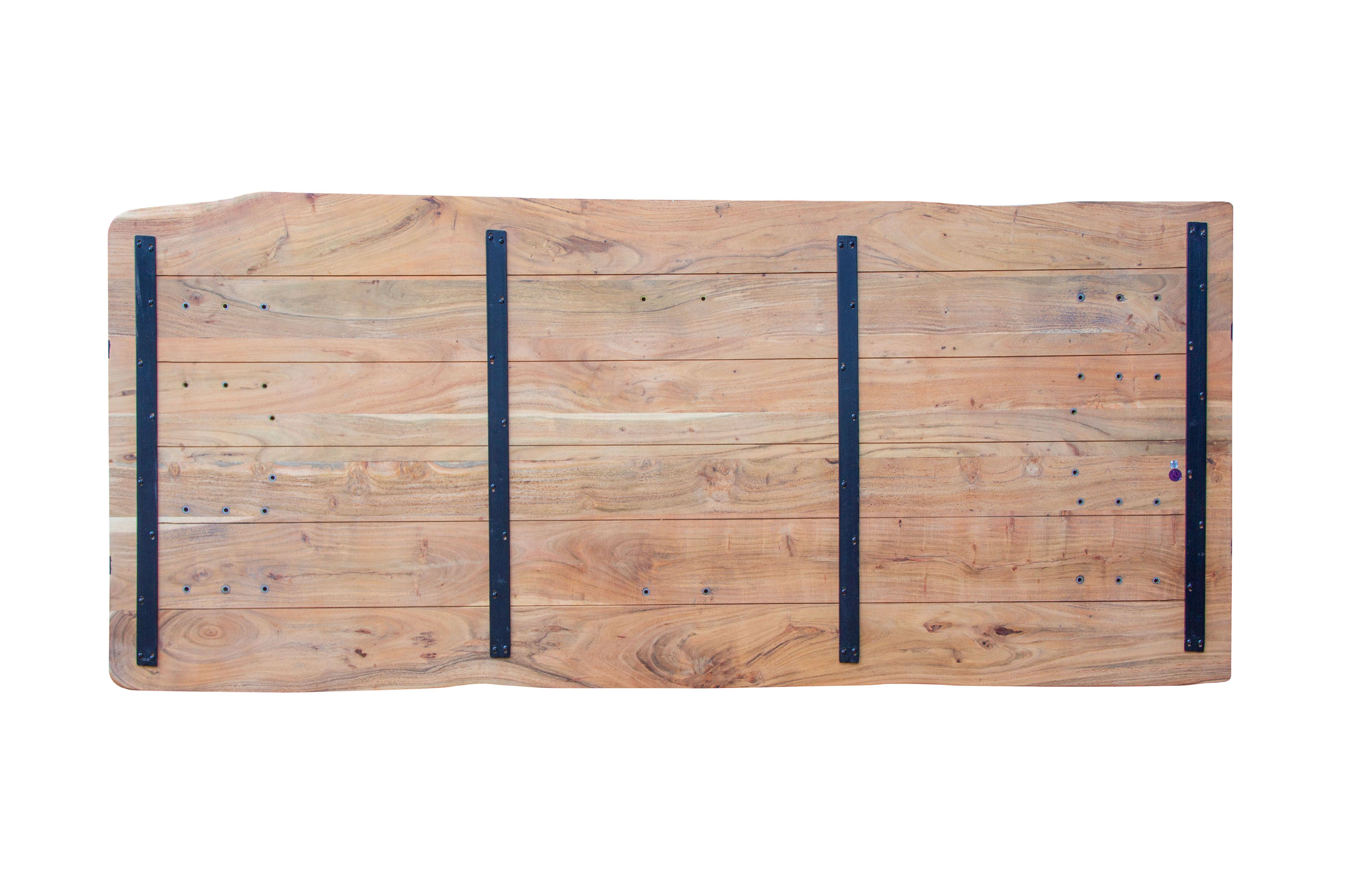 Esstisch 220 x 100 cm Akazie massiv natur mit schwarzen Resin-Adern Spider-Gestell schwarz PETER