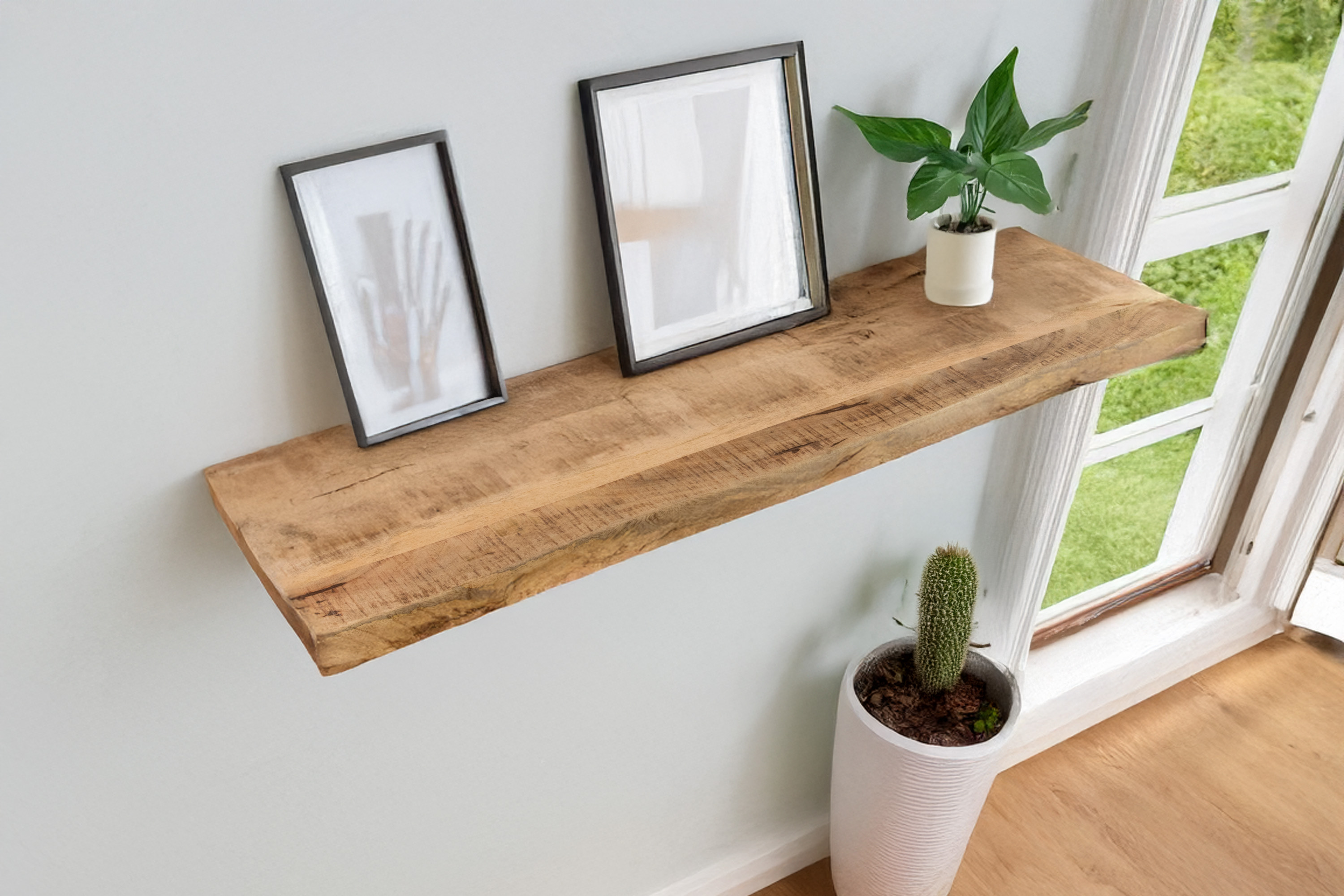 Steckboard mit Baumkante Wandregal Mango rough lackiert 70 x 20 Amanda