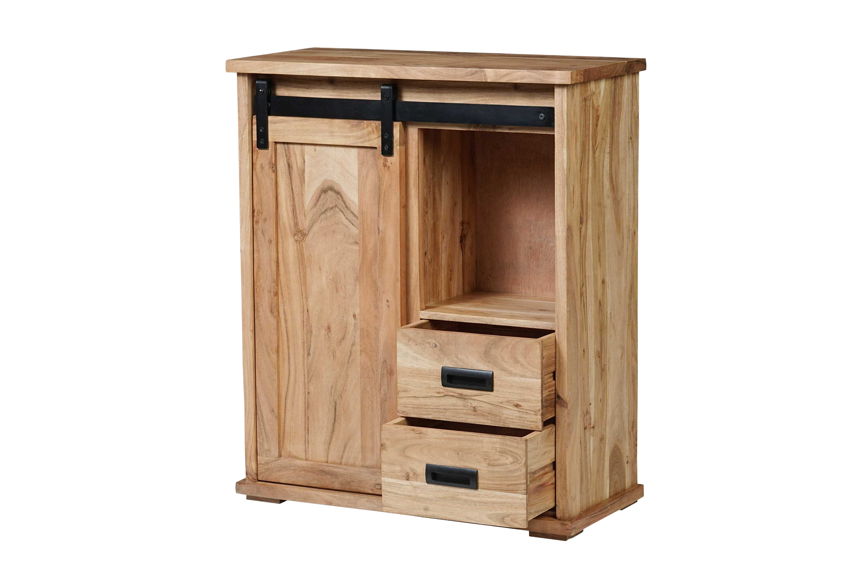 Sideboard 75 x 36 x 90 cm Akazienholz massiv naturfarben ohne Baumkante LIAN 3