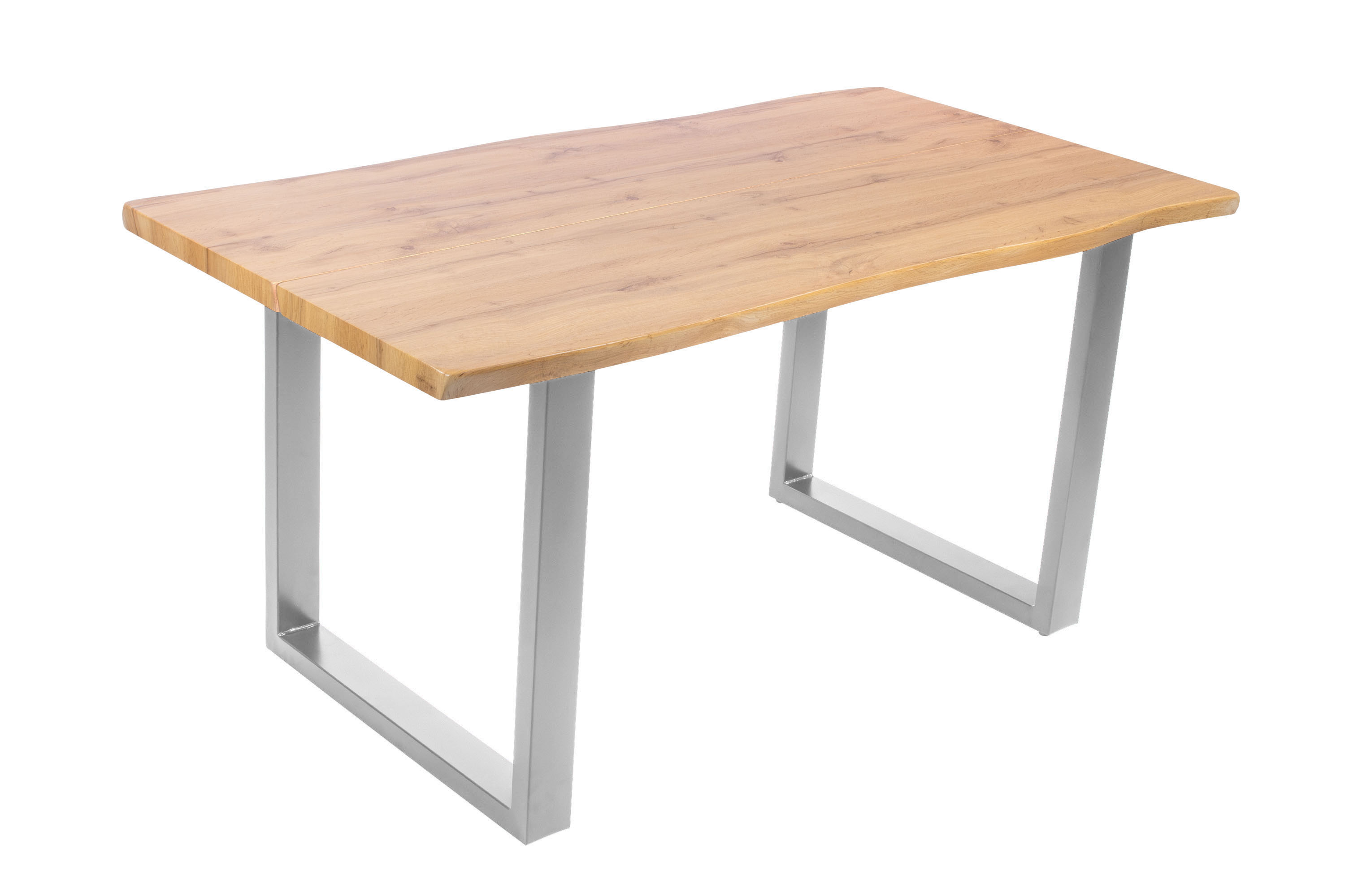 Esstisch Baumkante Holz-Optik Wildeiche 160 x 85 U-Gestell silber DUA