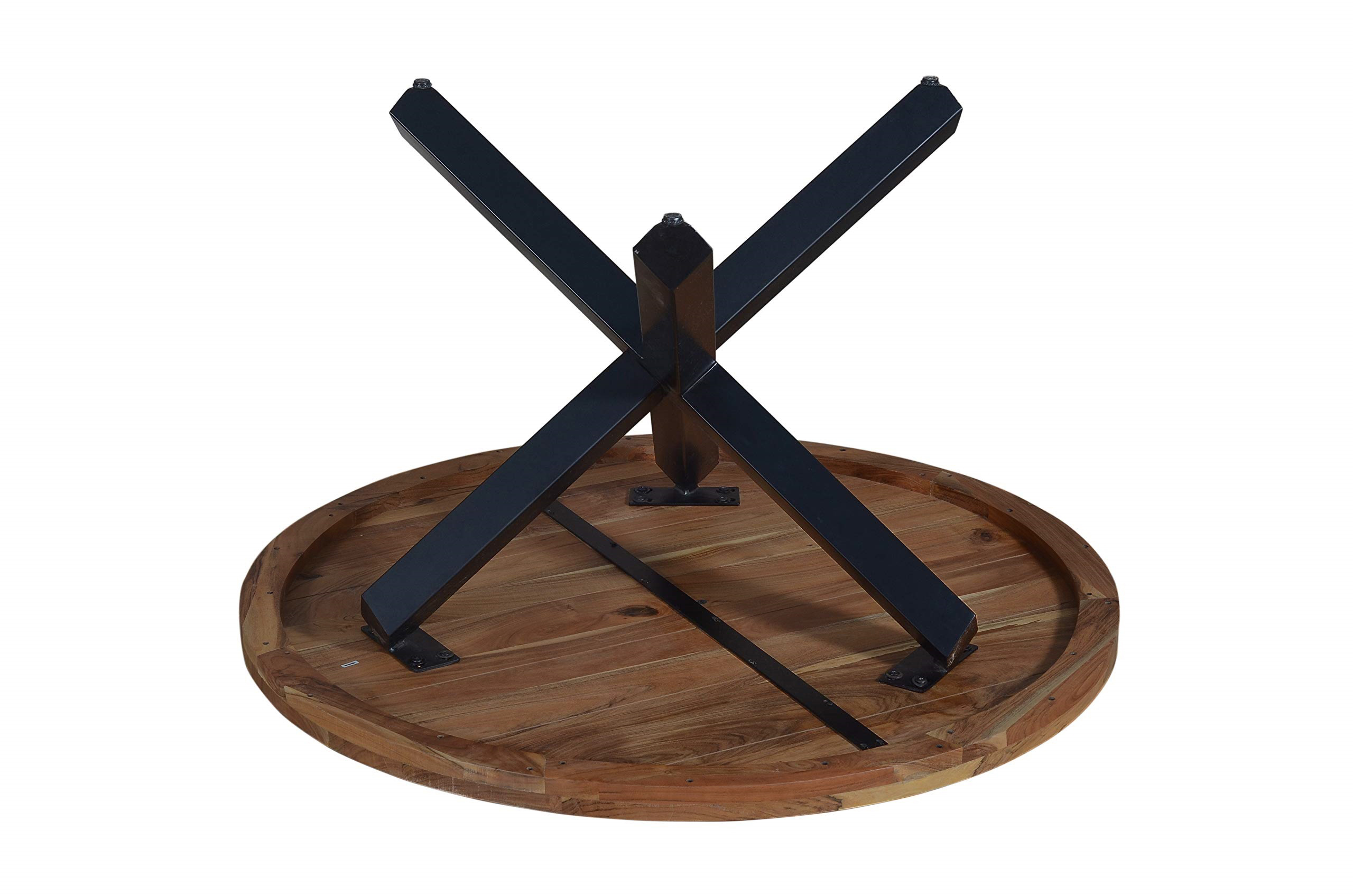  Esszimmertisch rund 120 cm Akazienholz Nussbaum Schwarz RUNA