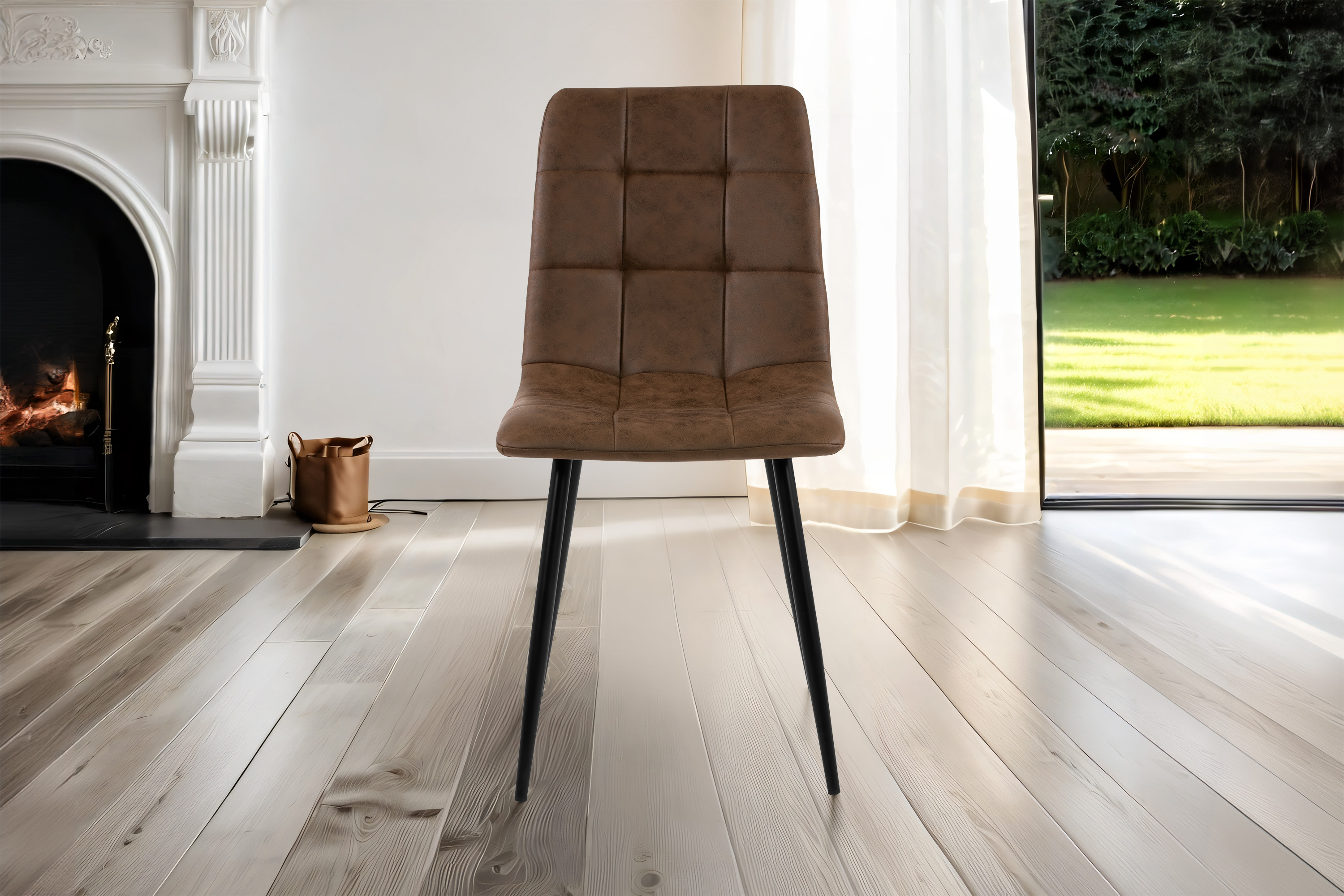 Polsterstuhl Schalenstuhl mit Stoffbezug braun ULLI