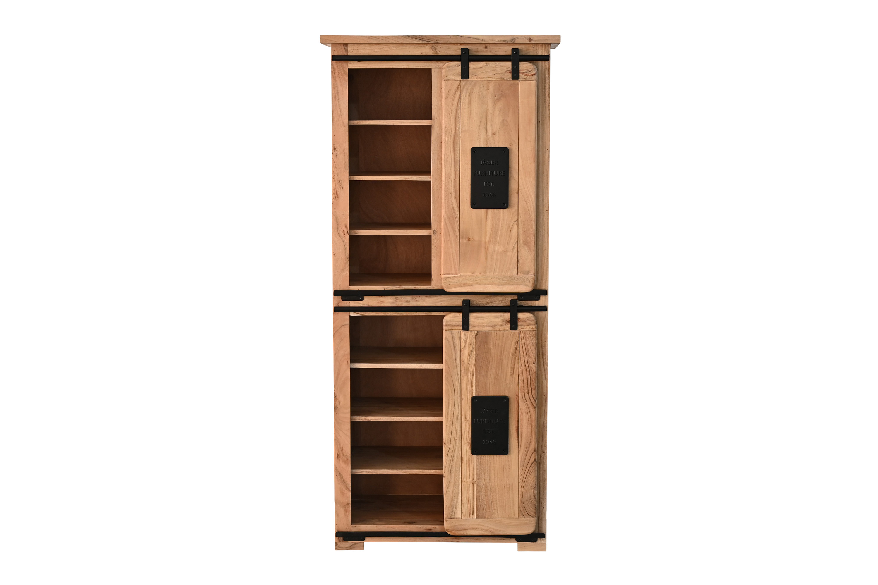 Highboard Vitrine Akazie massiv 80 x 45 x 175 cm naturfarben LIBRO