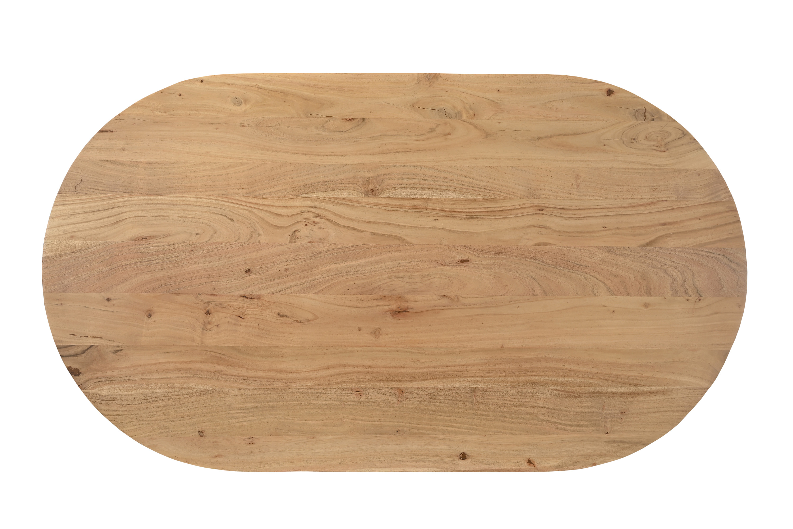 Esstisch 160 x 90 cm Akazienholz Natur gerade Kante oval V-Gestell LAURIE