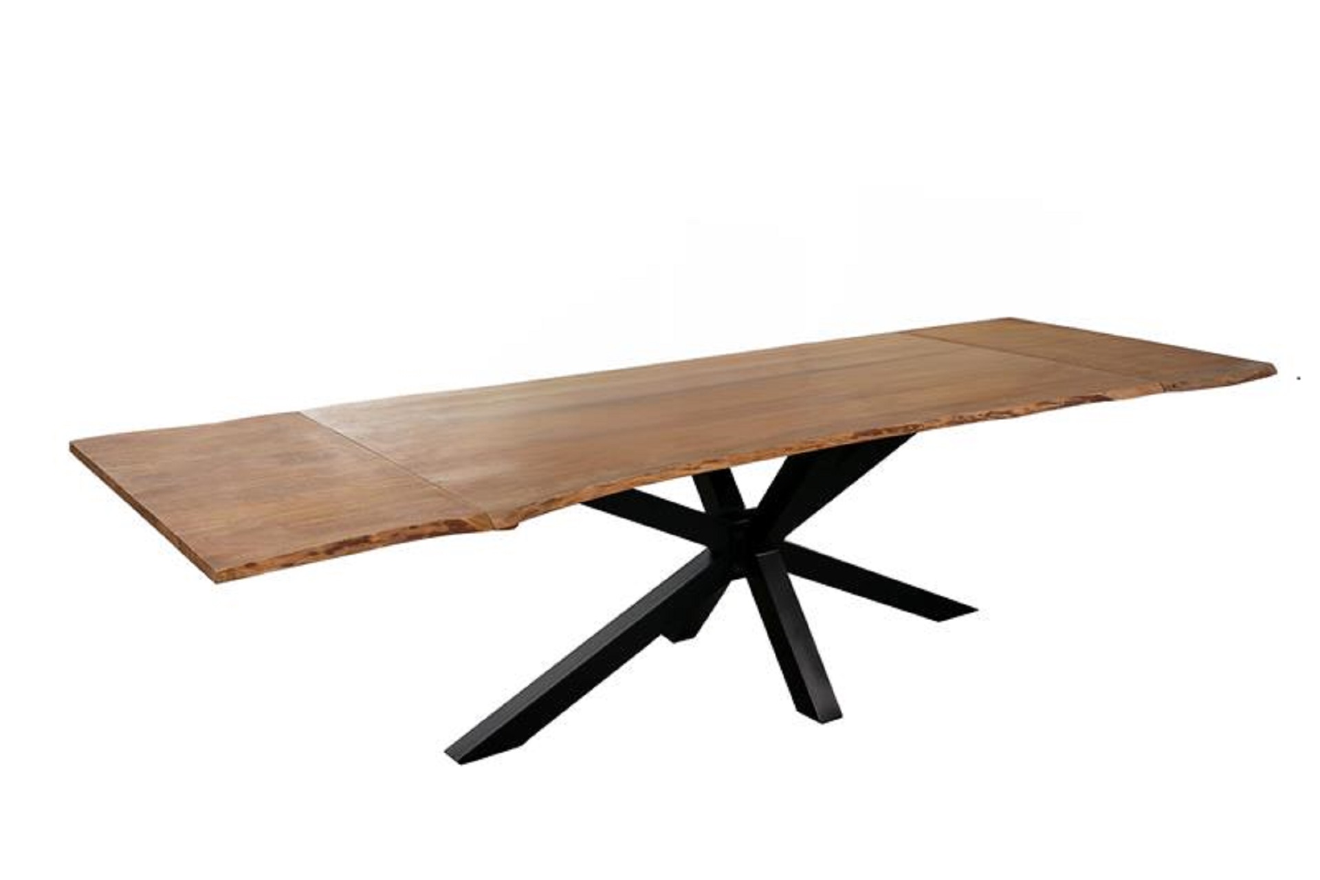 Baumkantentisch Akazie stonefarben 200(300)x100 cm Ansteckplatten Spider-Gestell schwarz JANNIK Baumkantentisch Akazie stonefarben 200(300)x100 cm Ansteckplatten Spider-Gestell schwarz JANNIK