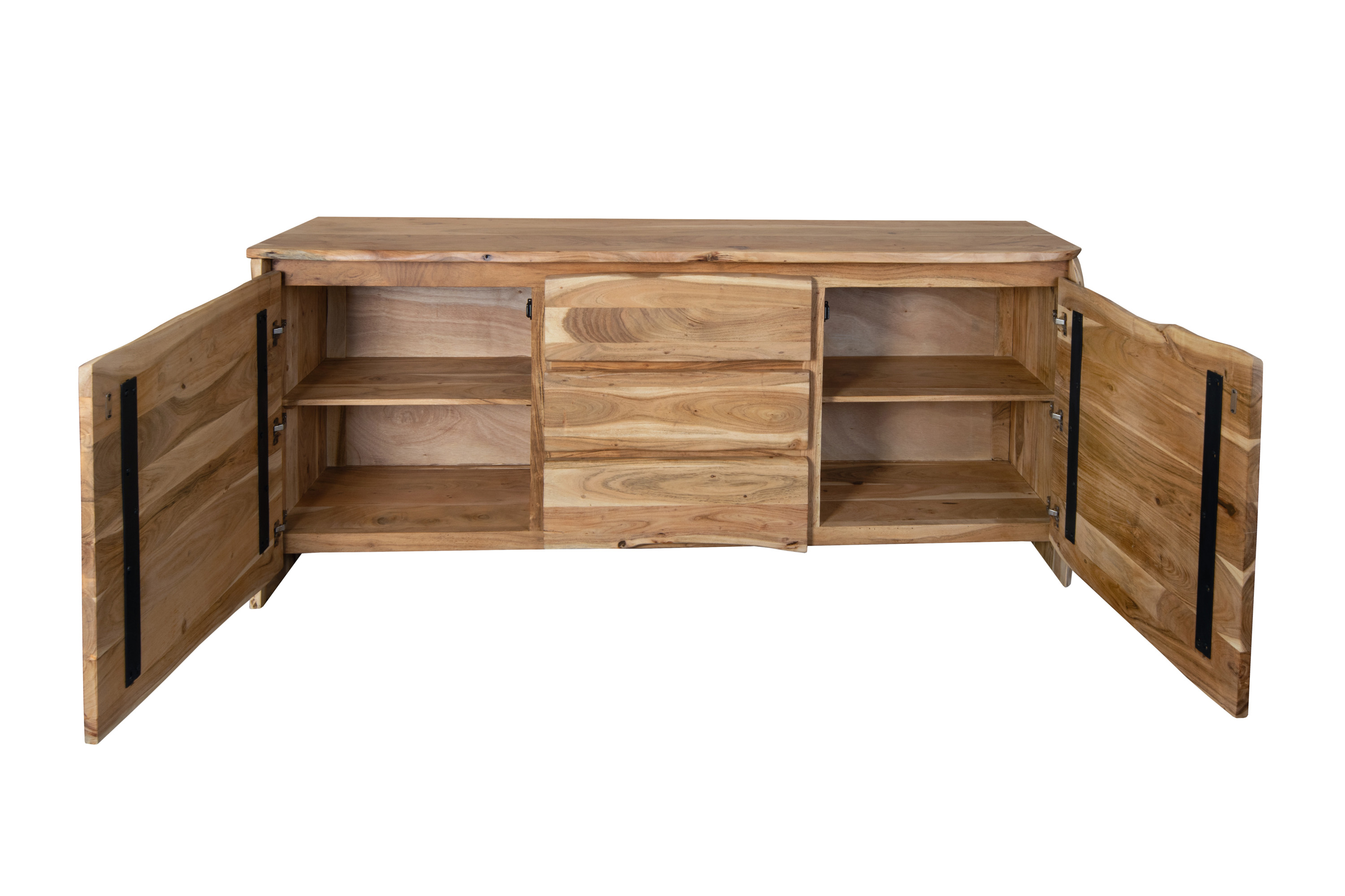 Sideboard Baumkante 200 x 45 x 90 cm Akazienholz massiv naturfarben DAHLIA