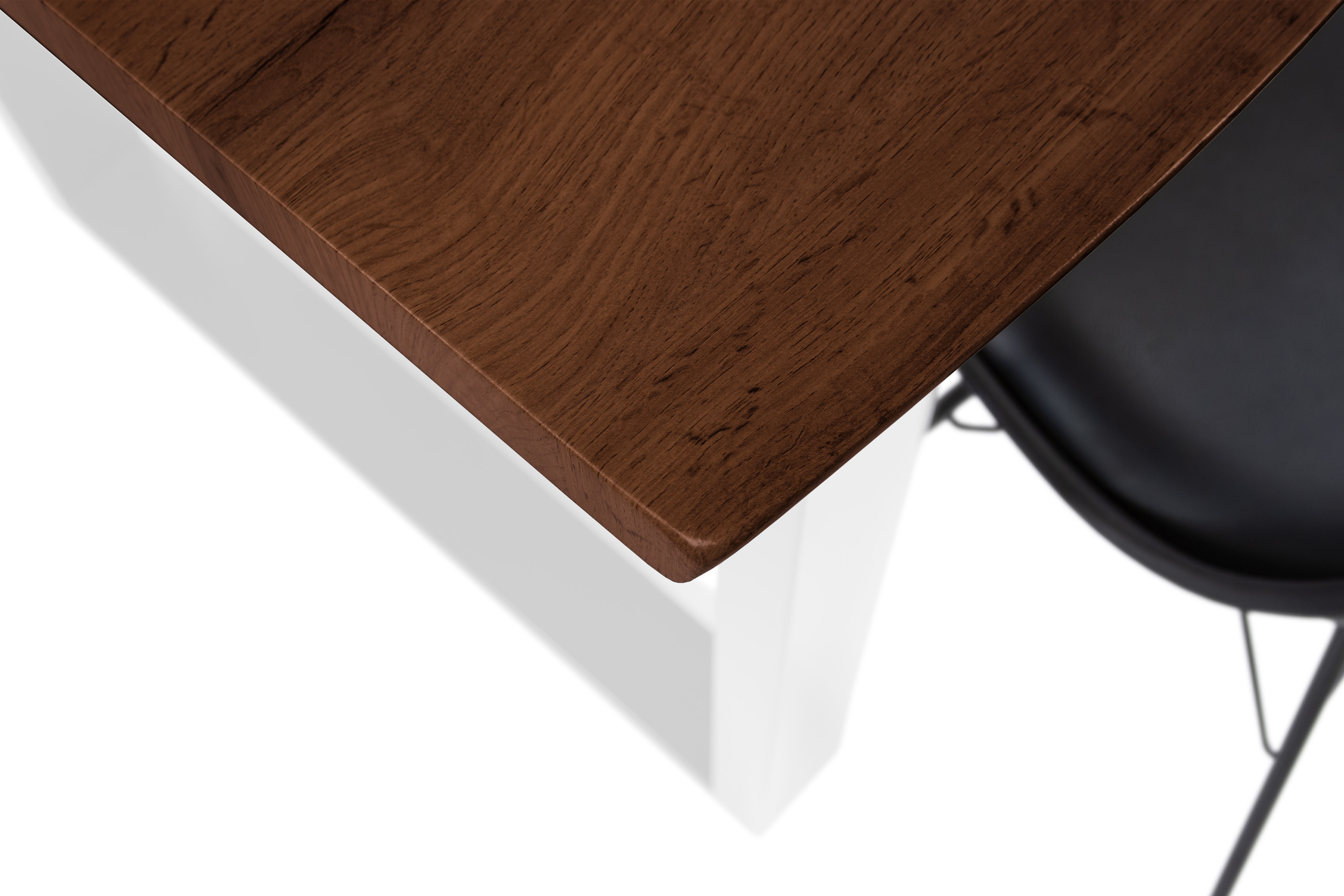 Esstisch Baumkante Holz-Optik Nussbaum 120 x 80 U-Gestell weiß JOSY