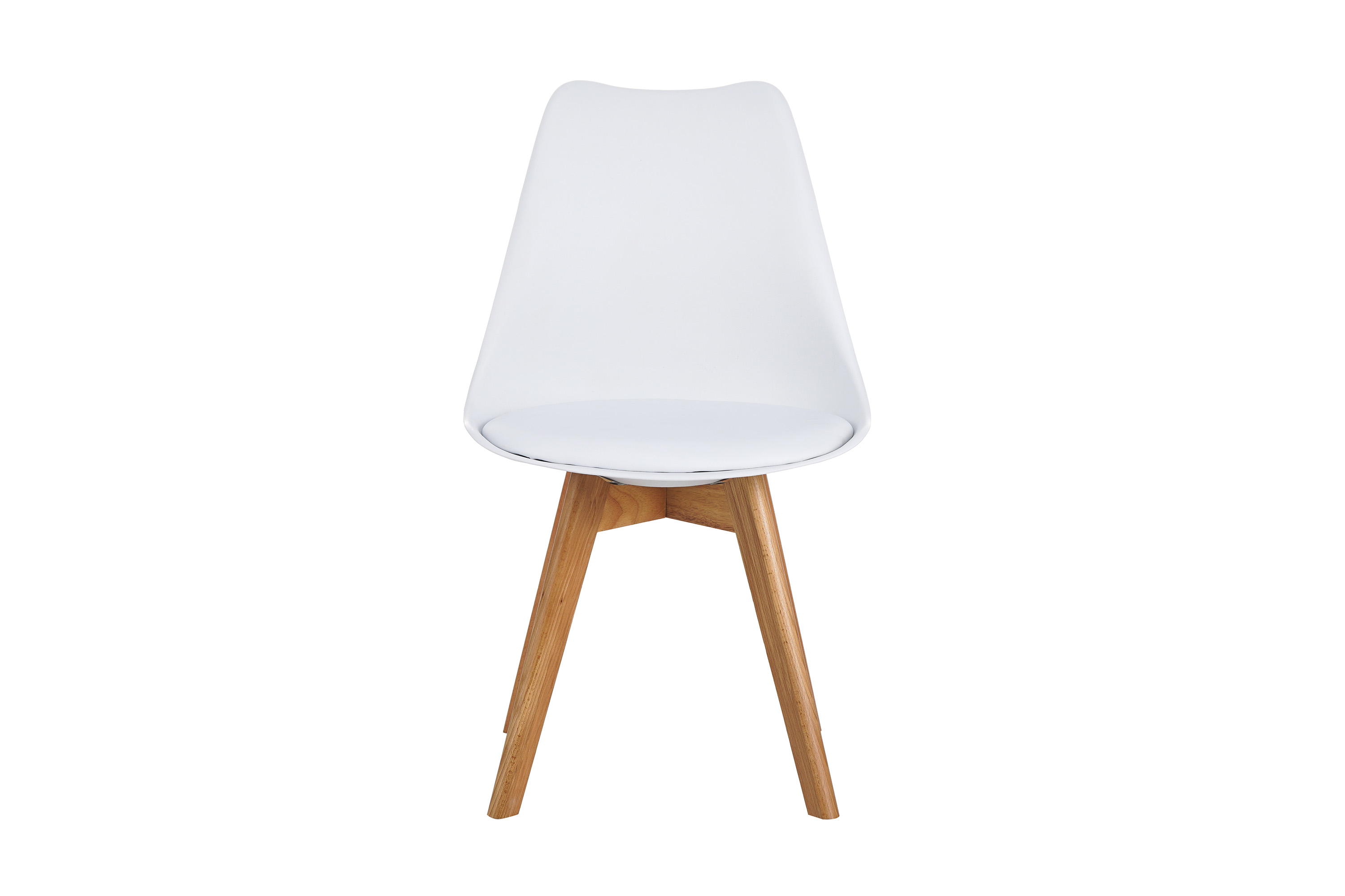 Esszimmer Schalenstuhl & Polster Kunstleder weiß Stuhlbein Massivholz eichefarben LOVELACE