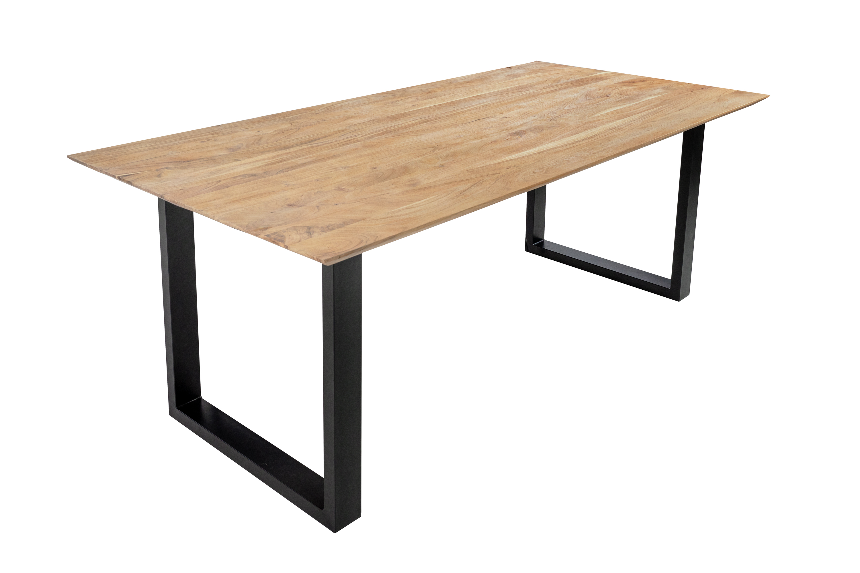 Esstisch 200x100 cm Akazie massiv eichenfarben schweizer Kante U-Gestell schwarz DEAN