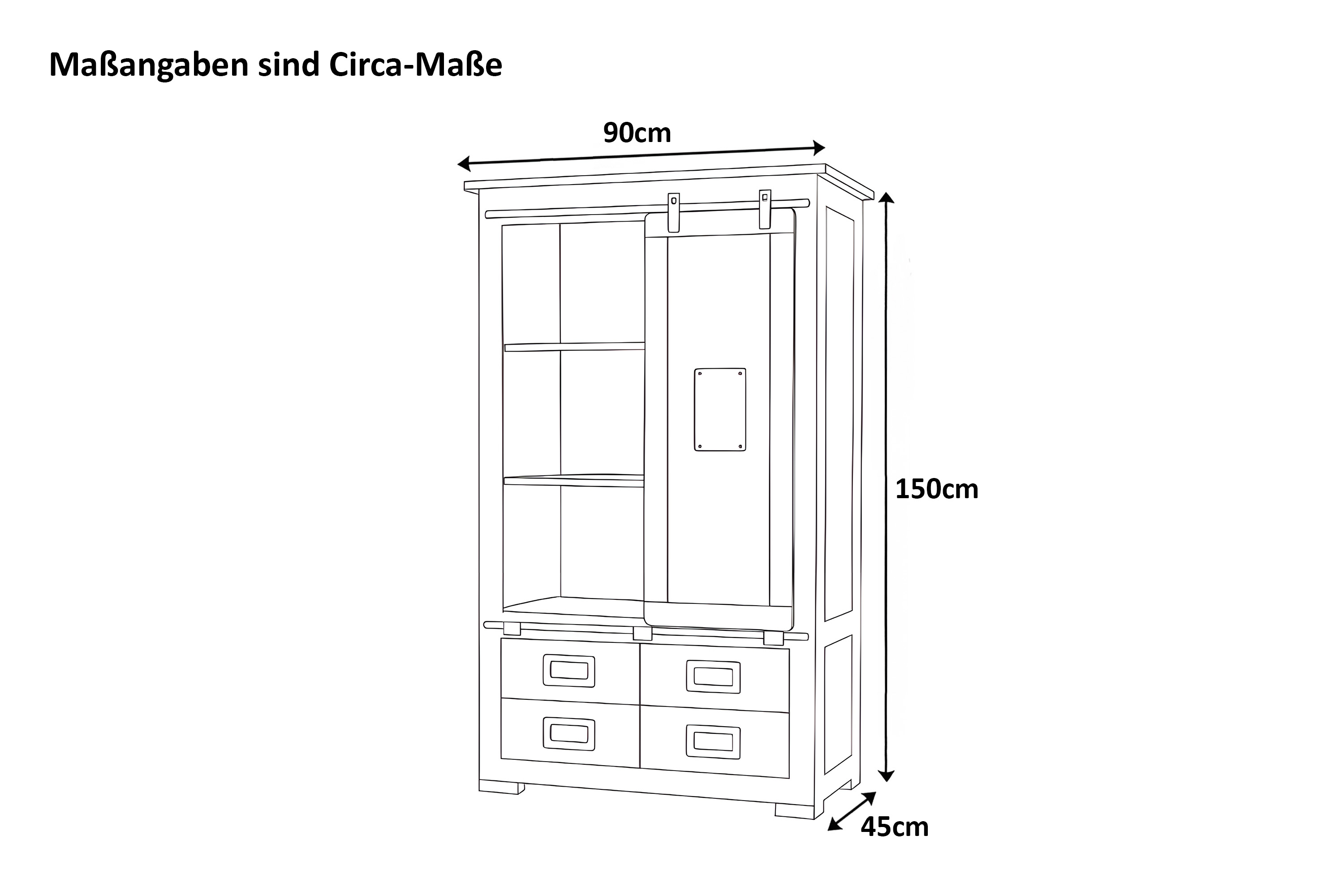 Highboard Vitrine Akazie massiv 90 x 45 x 150 cm eichefarben LIBRO