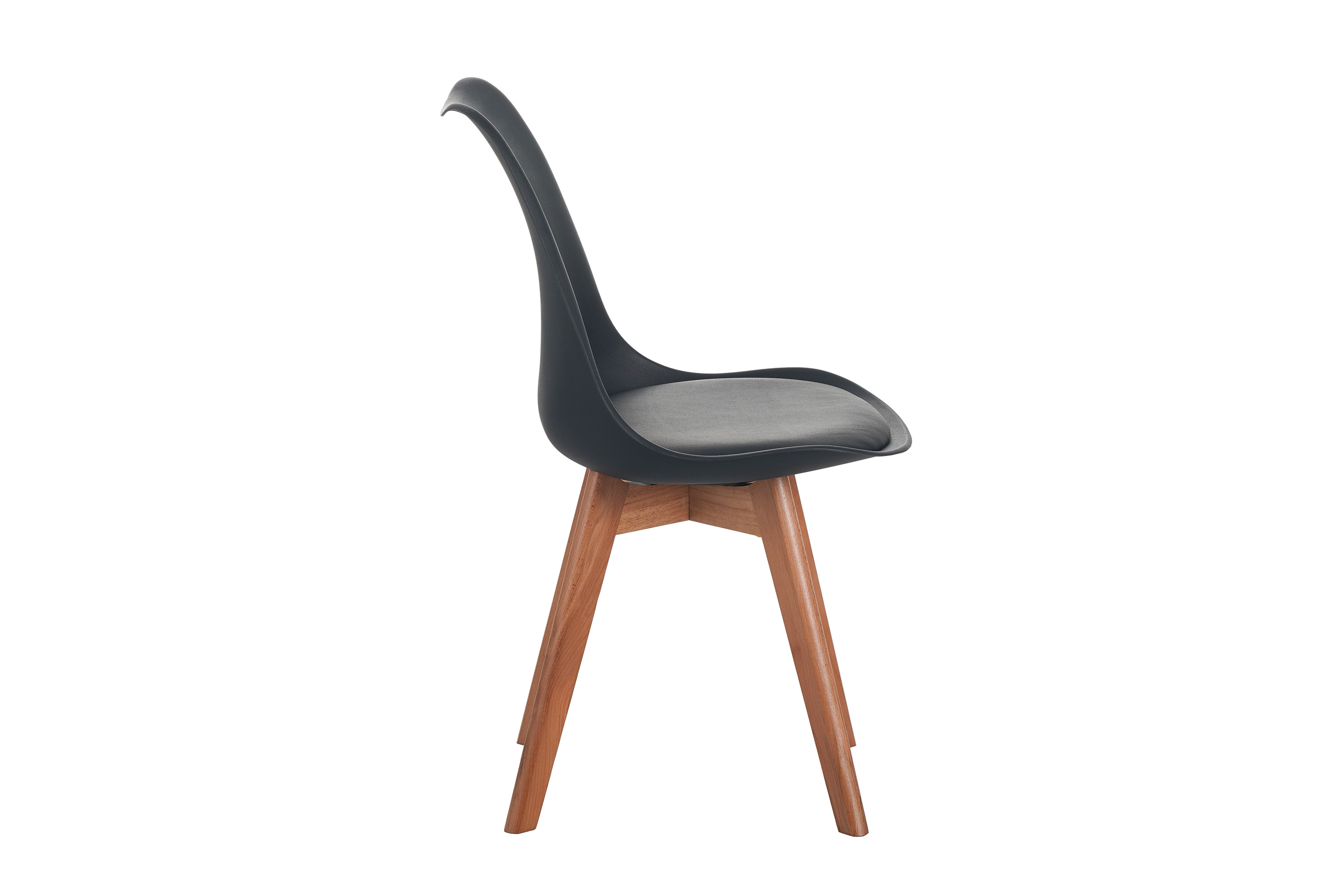 Esszimmer Schalenstuhl & Polster Kunstleder schwarz Stuhlbein Massivholz akazienfarben LOVELACE