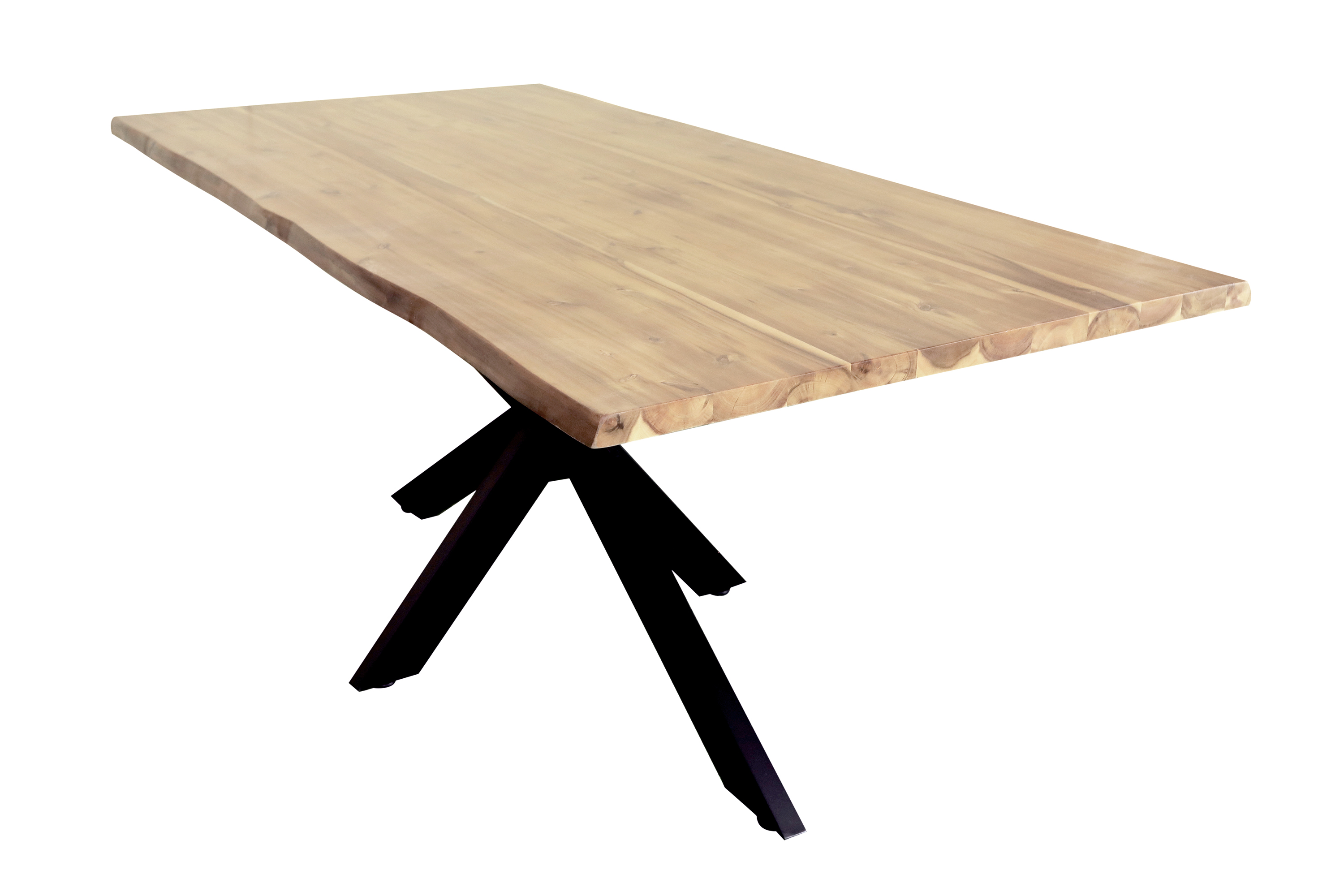 Esstisch Baumkante Akazie naturfarben 180 x 90 cm Spider-Gestell schwarz HARLEY