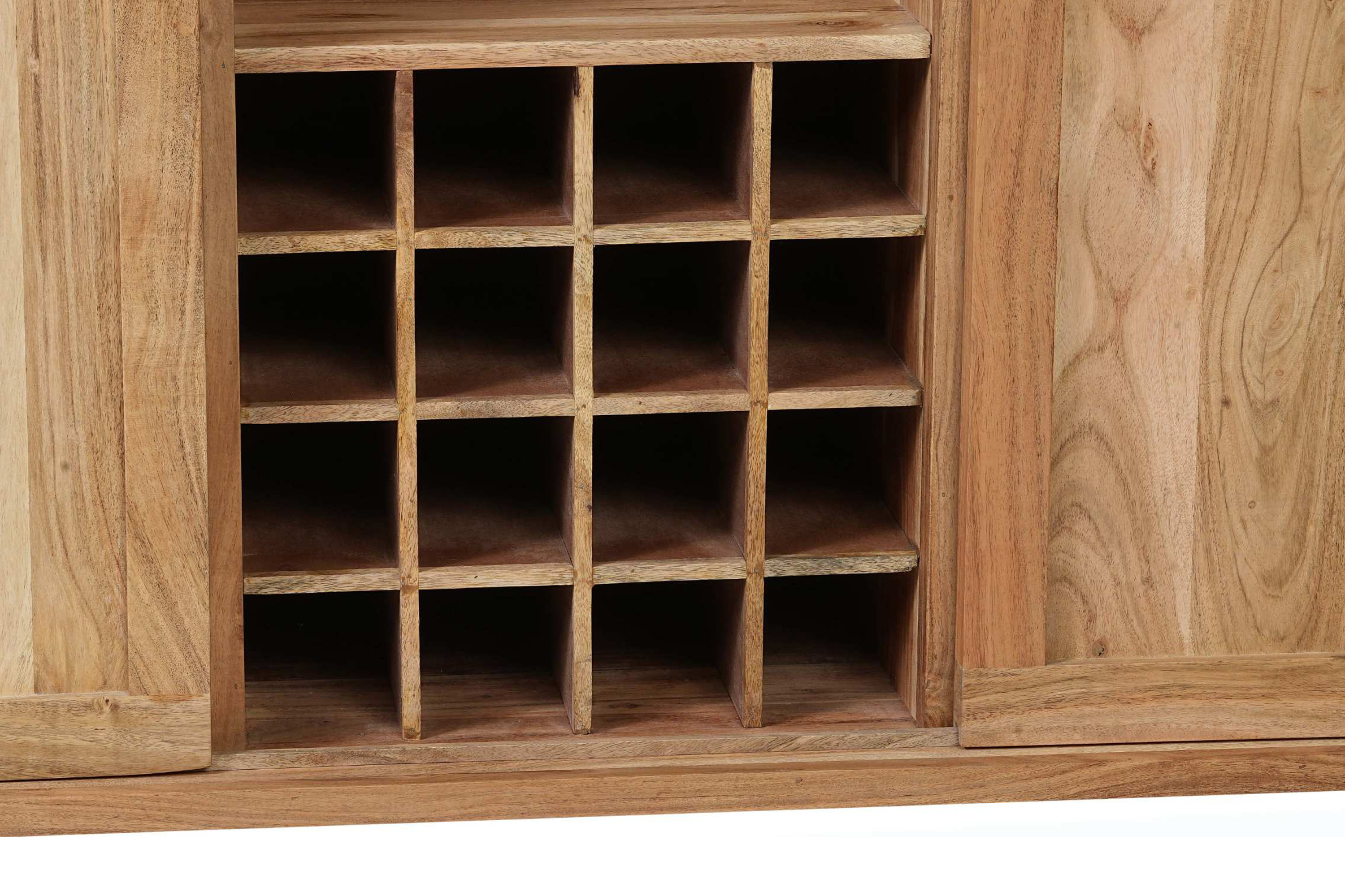 Wein-Sideboard 85 x 45 x 145 cm Akazienholz massiv naturfarben ohne Baumkante LIAN 1