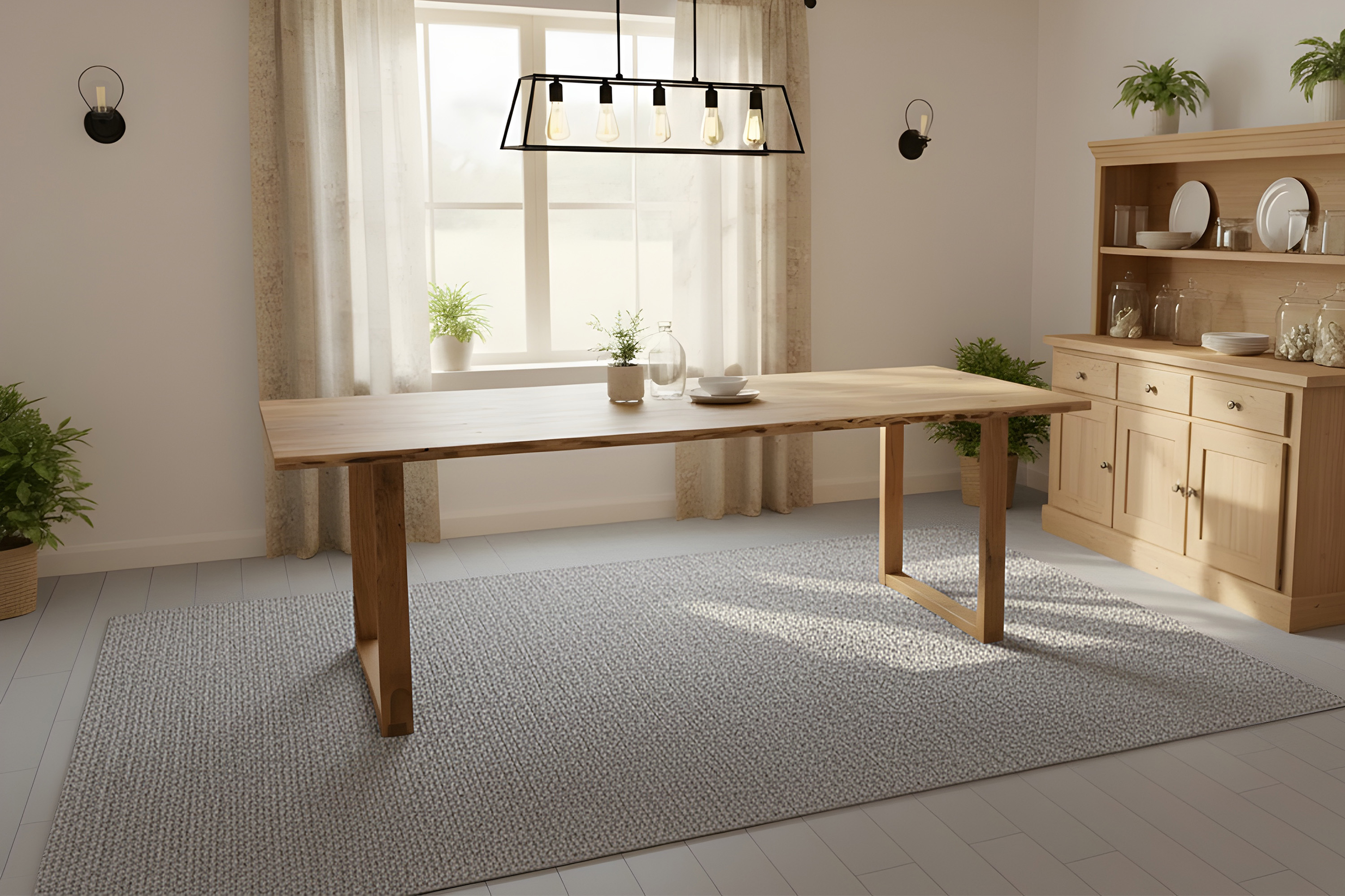 Esstisch Baumkante massiv Akazie natur 240 x 100 cm U-Gestell Holz natur GRAZ
