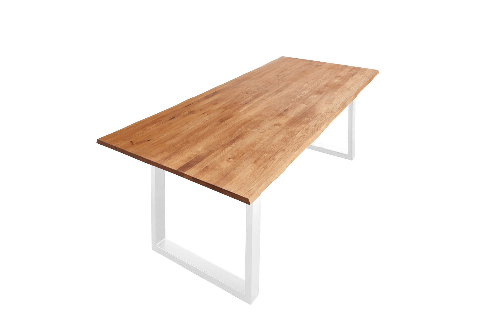  Esstisch Baumkante Massiv Wildeiche 220 x 100 weiß SESSA