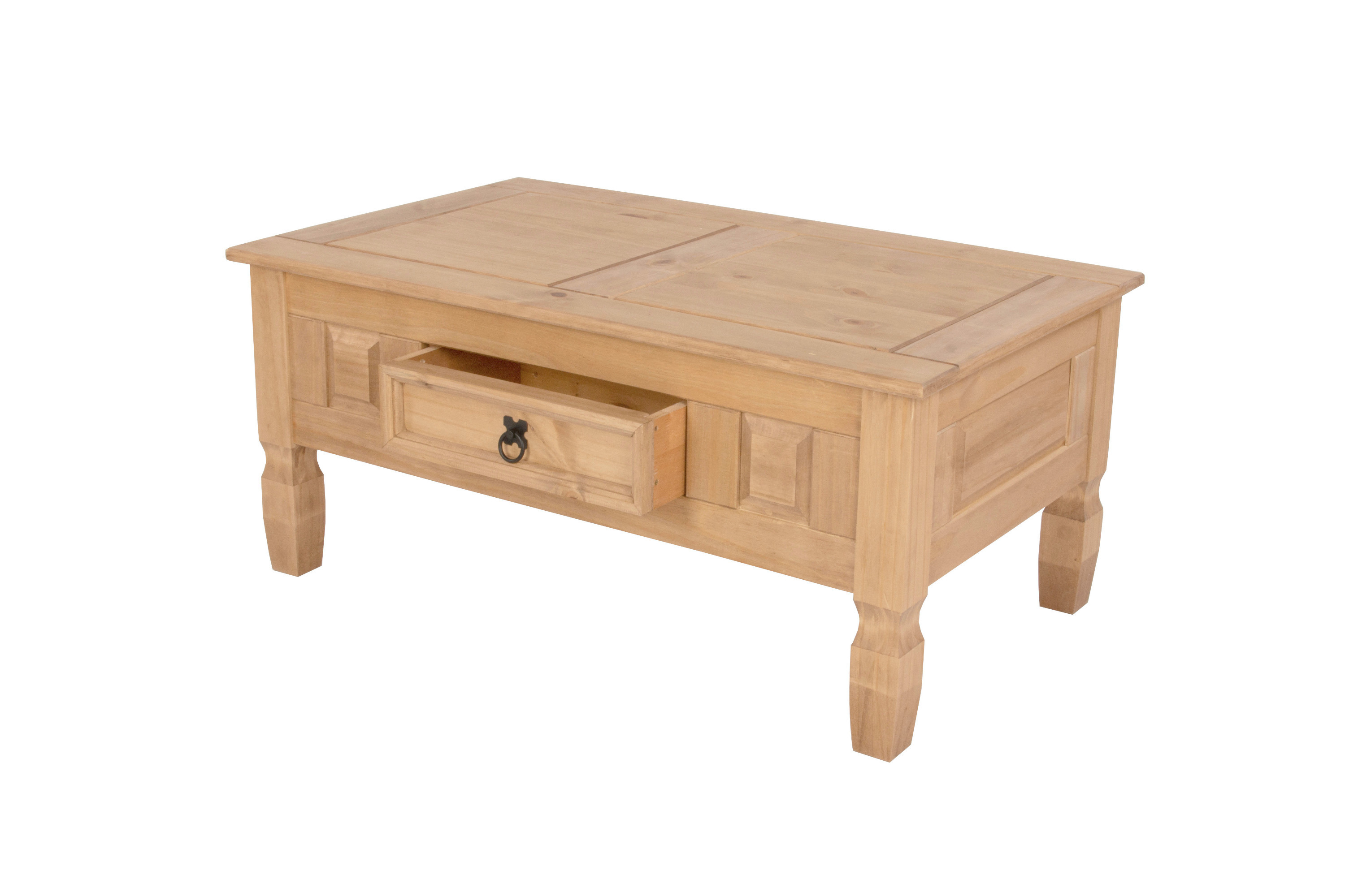 Couchtisch 100 x 60 cm mit Schublade massiv Kiefer natur MEXICO