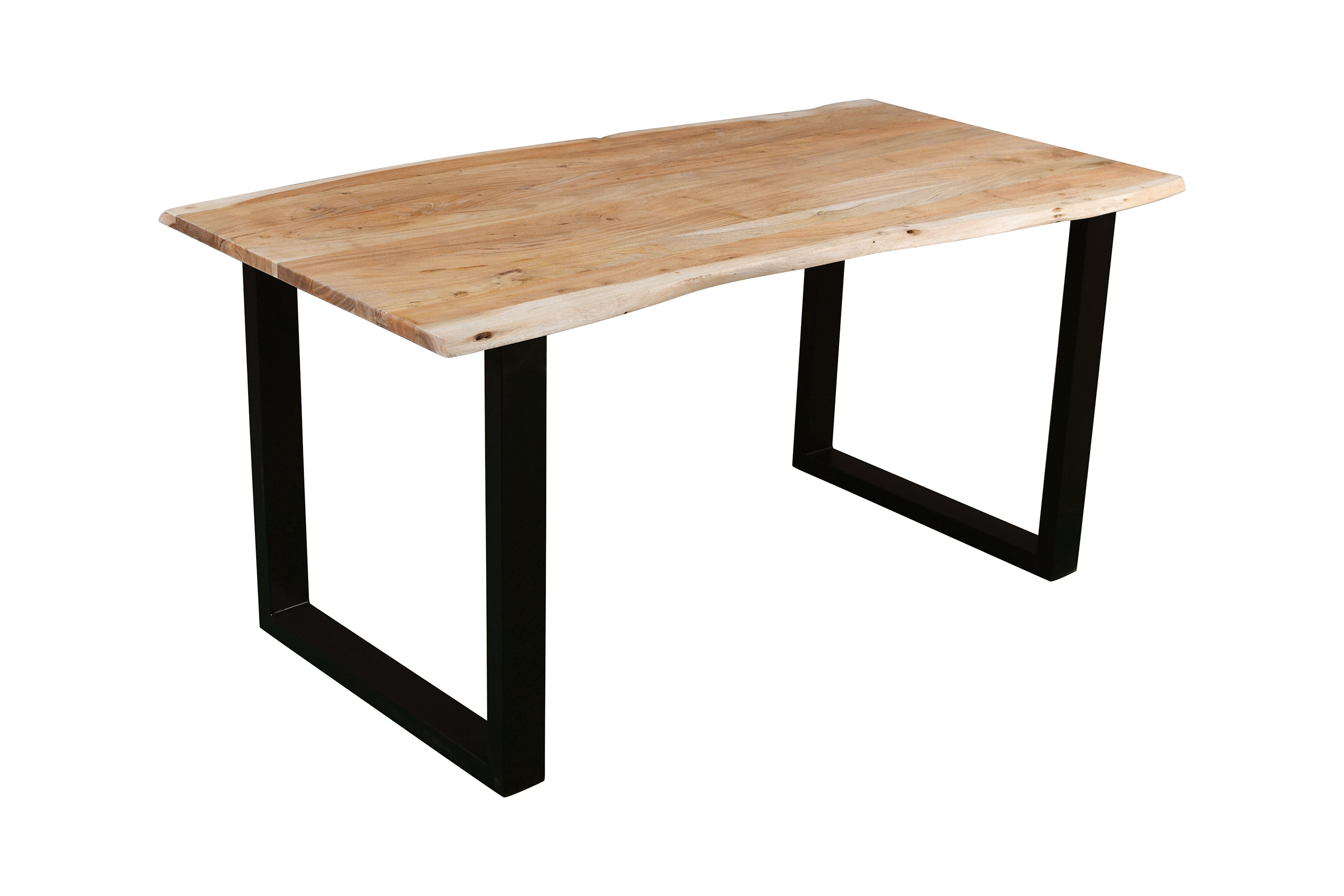 Esstisch Baumkante massiv Akazie eichefarben 160 x 85 cm schwarz DEREK