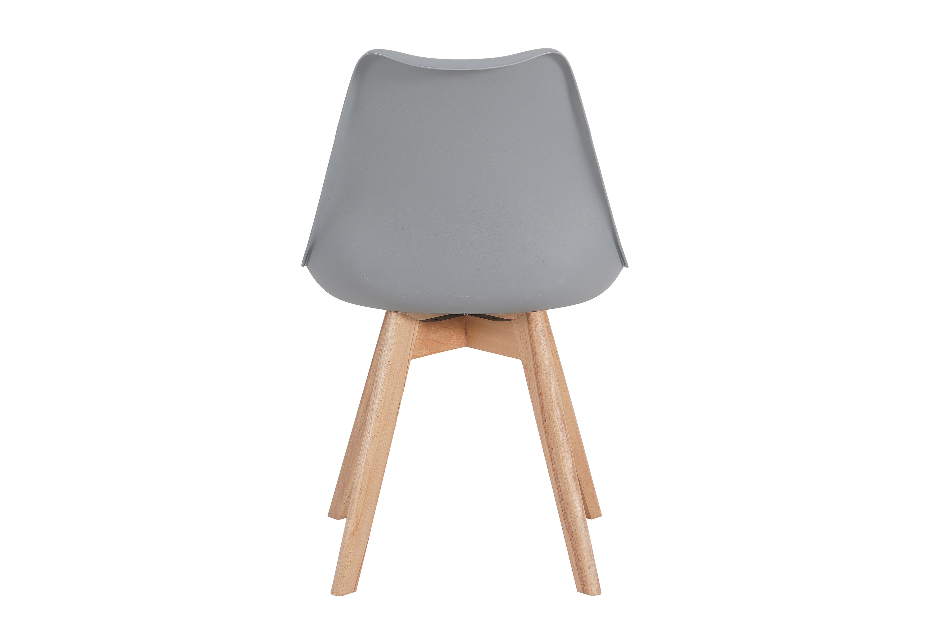 Esszimmer Schalenstuhl & Polster Kunstleder grau Stuhlbein Massivholz buchefarben LOVELACE