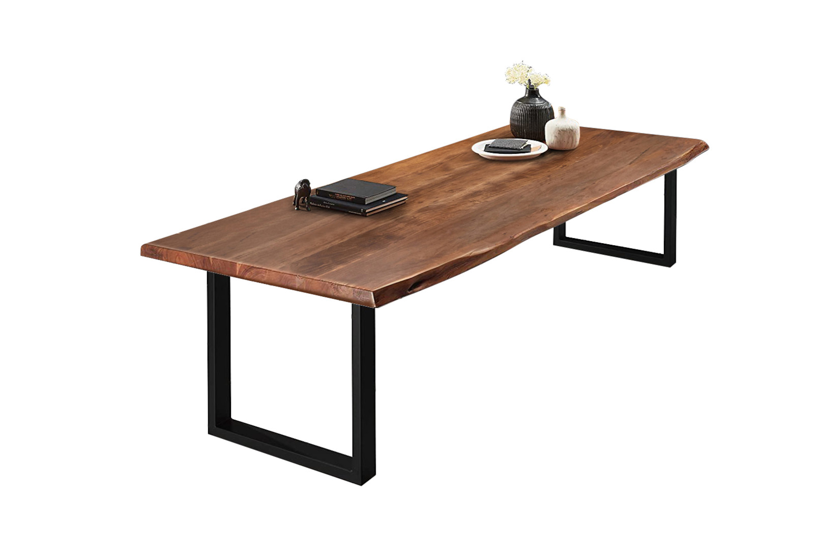  Esstisch Baumkante massiv Akazie nussbaumfarben 260 x 120 schwarz VALIN