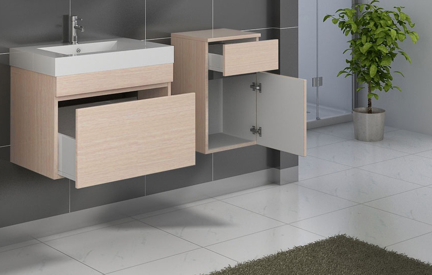  Badmöbel 3tlg Set Softclose Sonomaeiche Parma 70 cm 