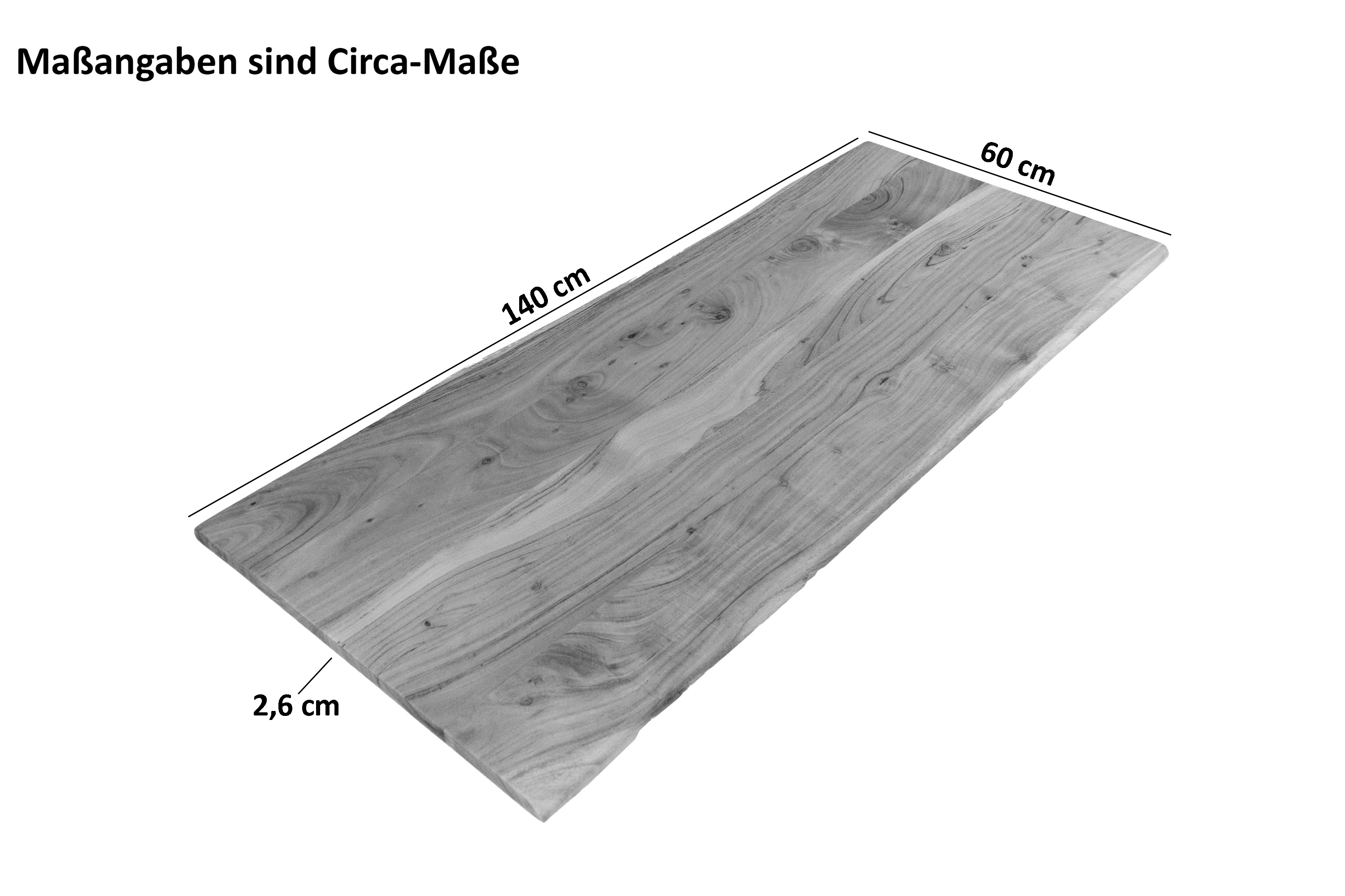  Tischplatte Baumkante Akazie Eiche 140 x 60 cm CURT